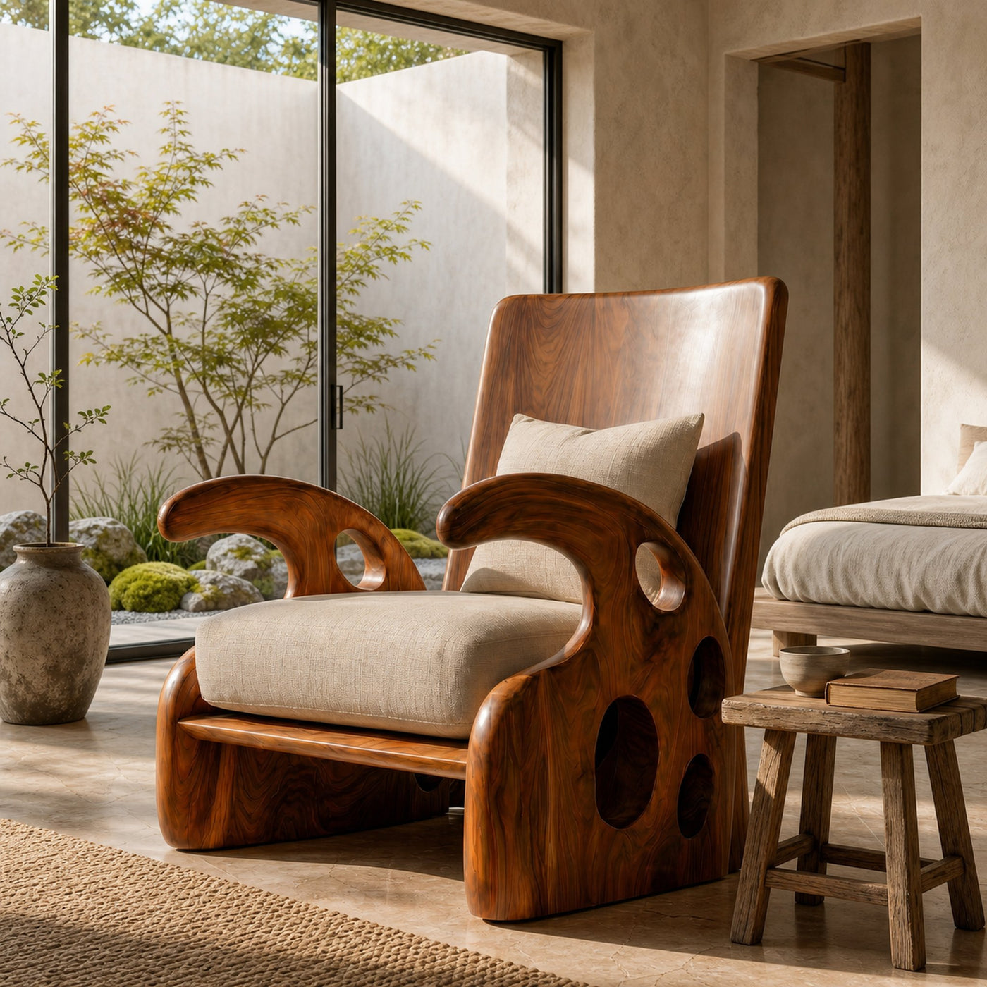 Organic Wooden Armchair For Reading Corner And Living Room - product view 6