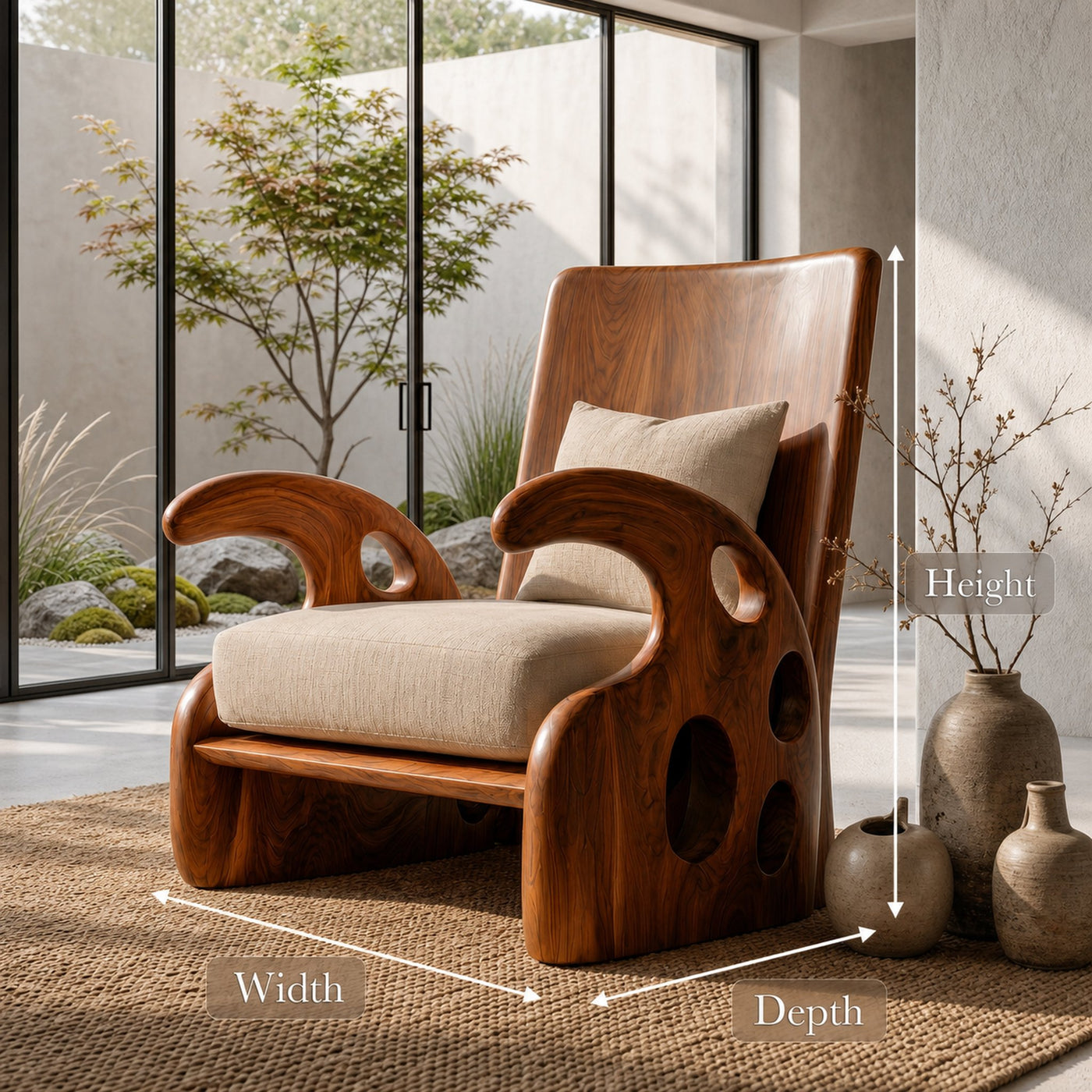 Organic Wooden Armchair For Reading Corner And Living Room - product view 8
