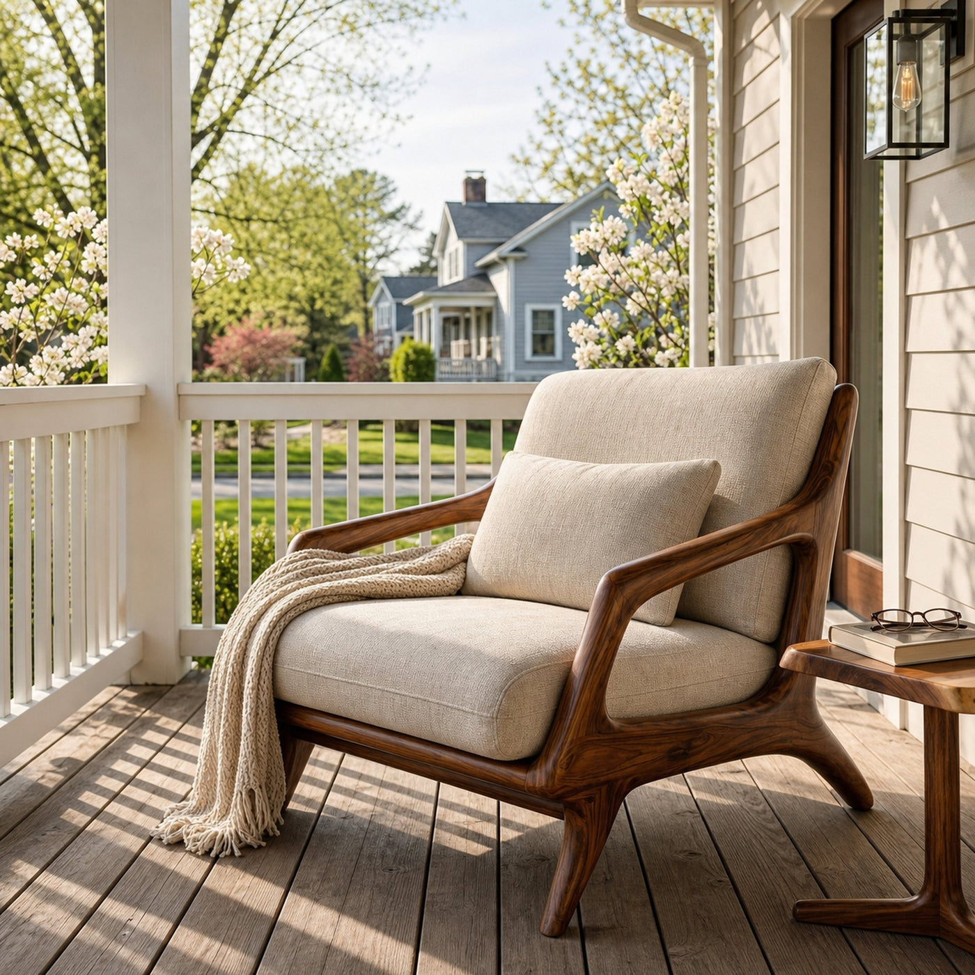 Organic Wooden Armchair With Sculptural Frame For Home - product view 7