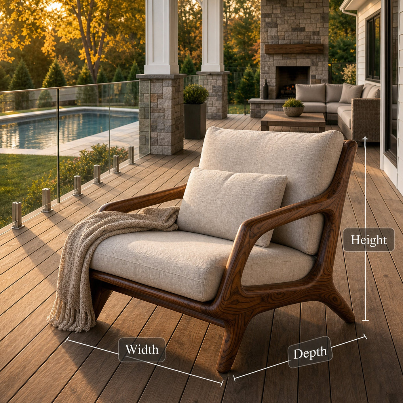Organic Wooden Armchair With Sculptural Frame For Home - product view 8