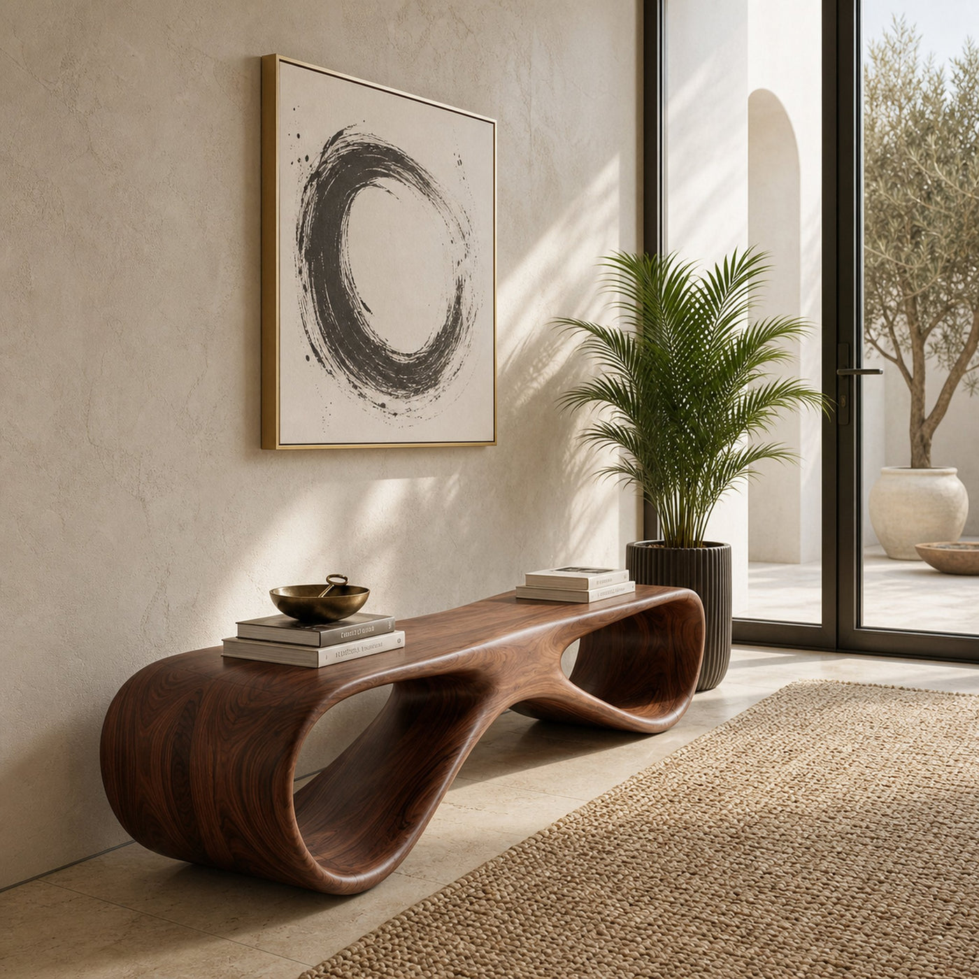 Organic Wooden Bench For Living Room Accent - product view 7