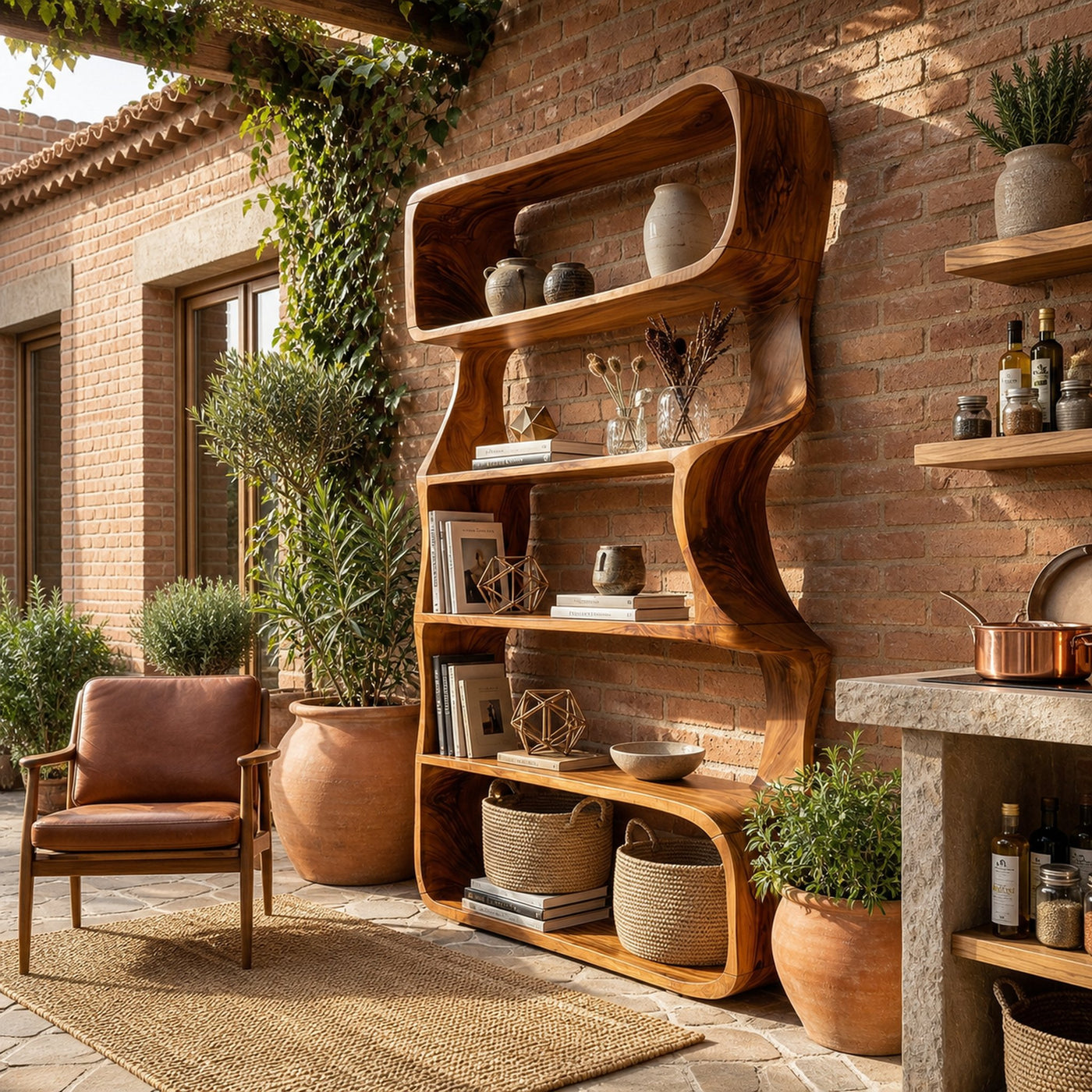 Organic Wooden Bookshelf For Home Storage Display - product view 6