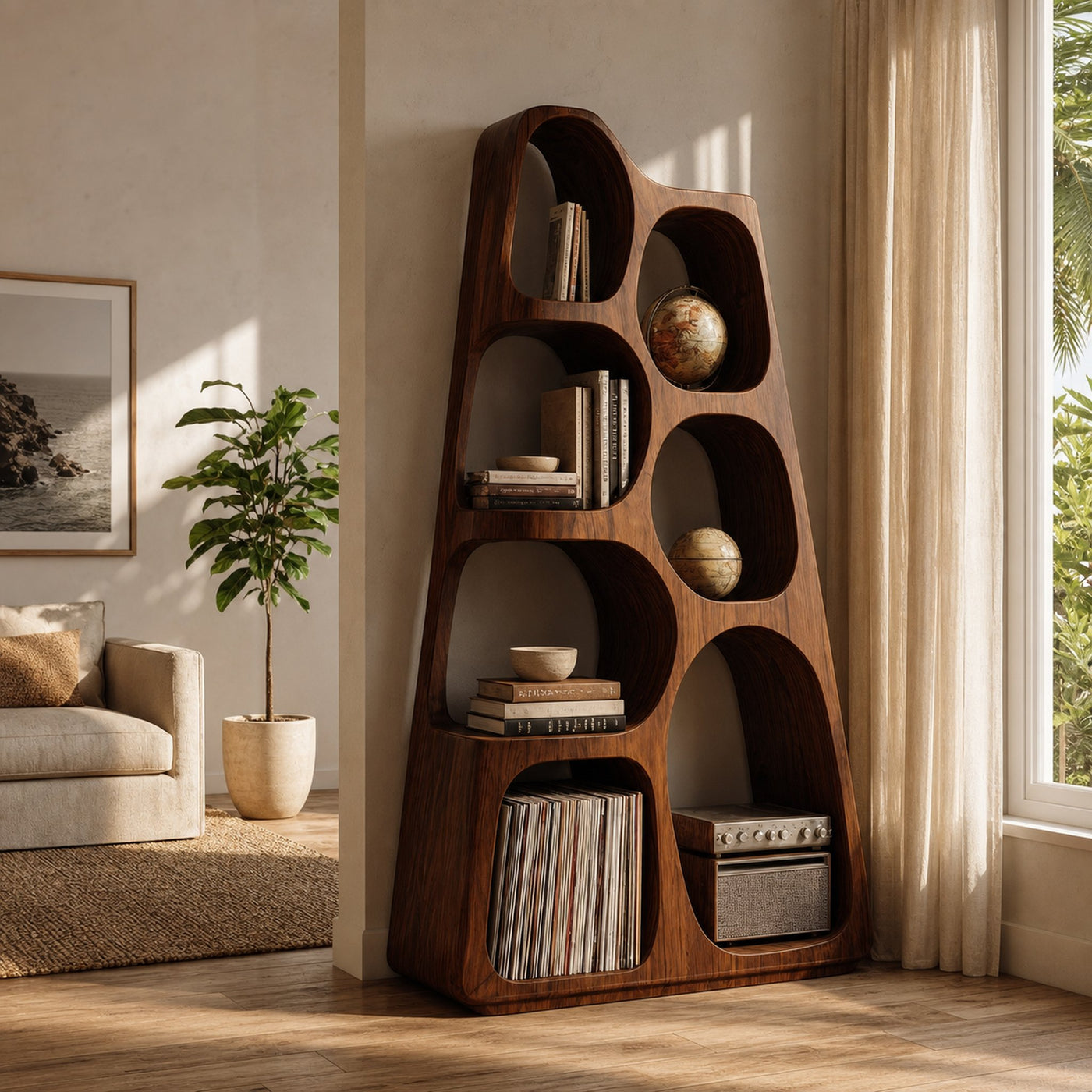 Organic Wooden Bookshelf For Japandi Furniture Decor - product view 7