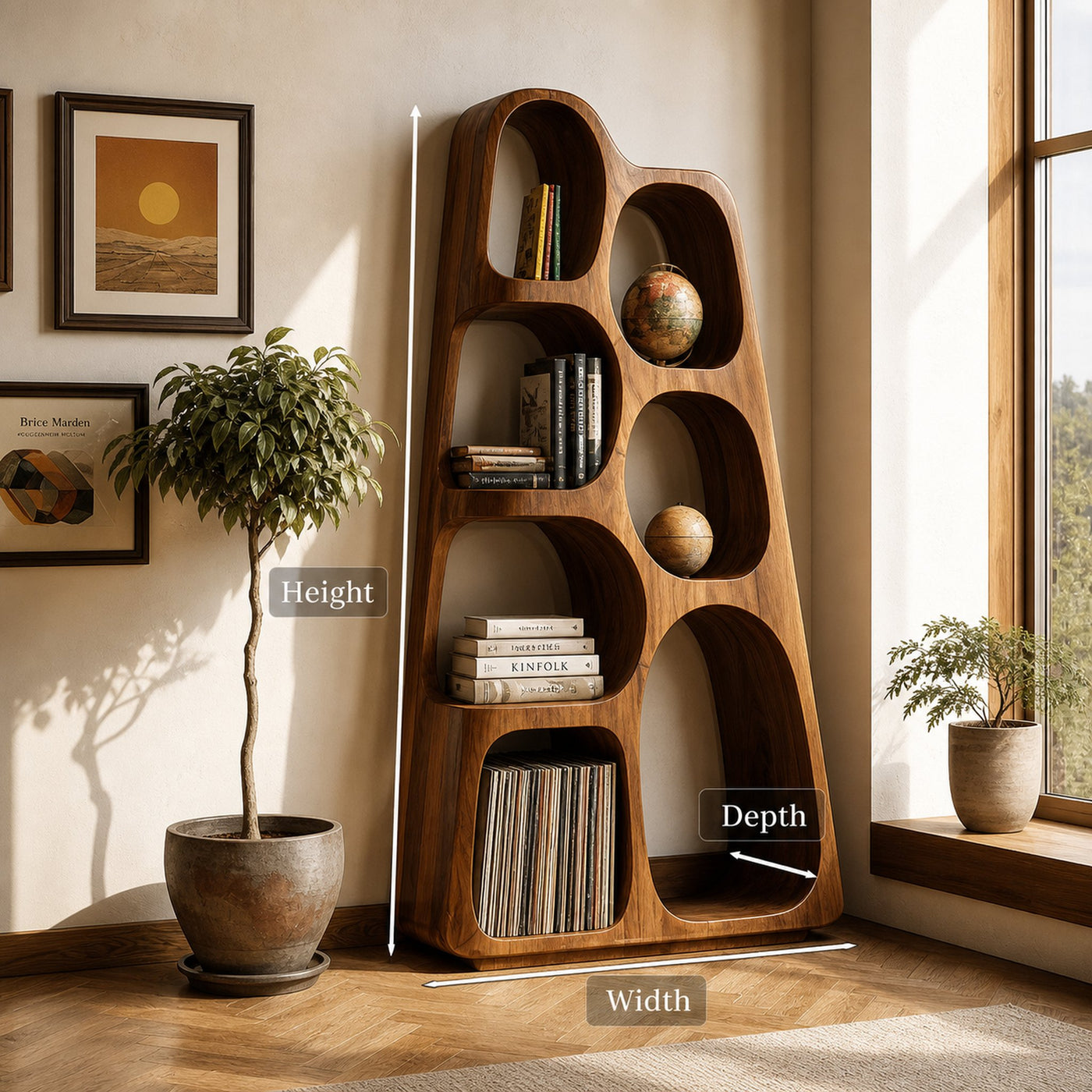 Organic Wooden Bookshelf For Japandi Furniture Decor - product view 8