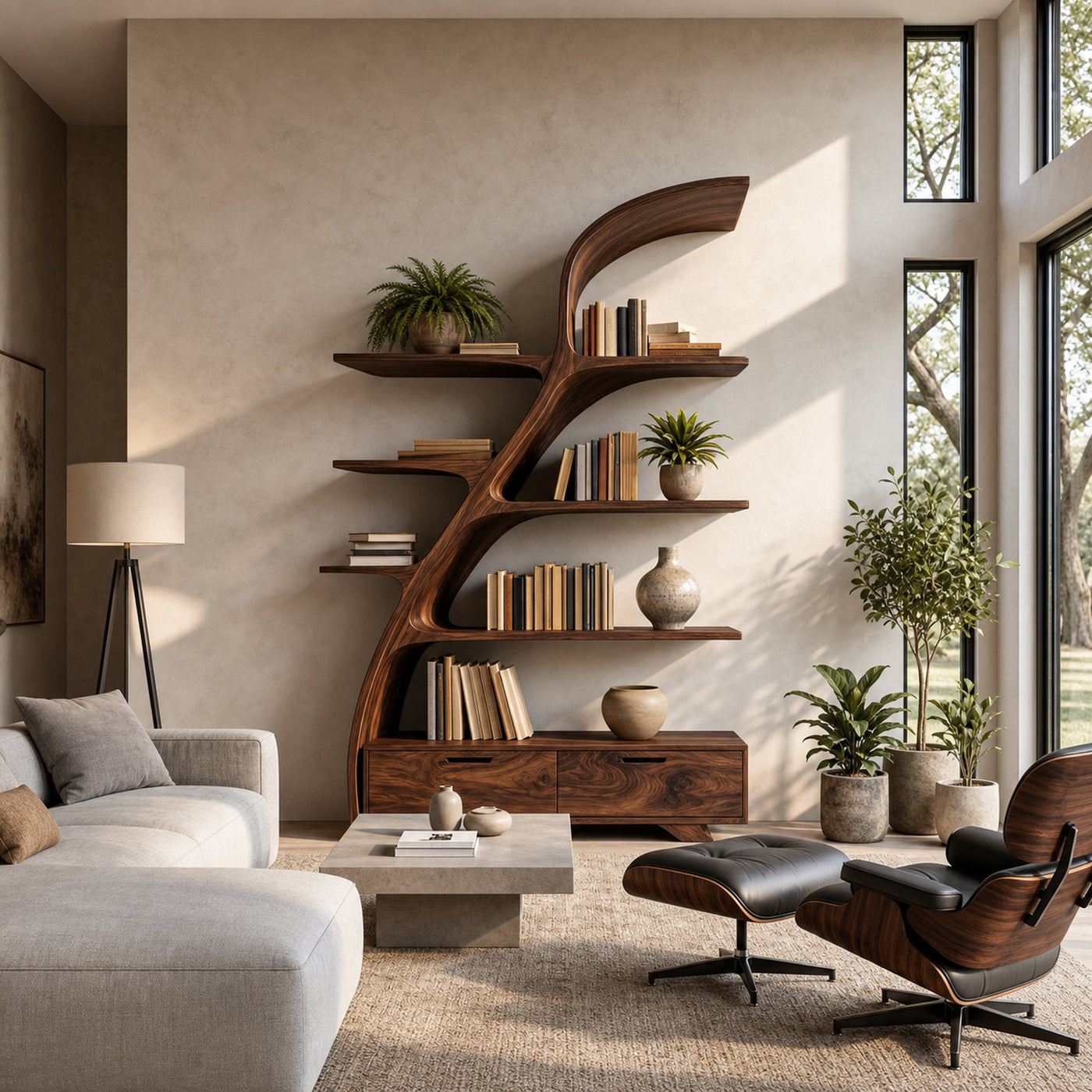 Organic Wooden Bookshelf For Living Area - product view 7