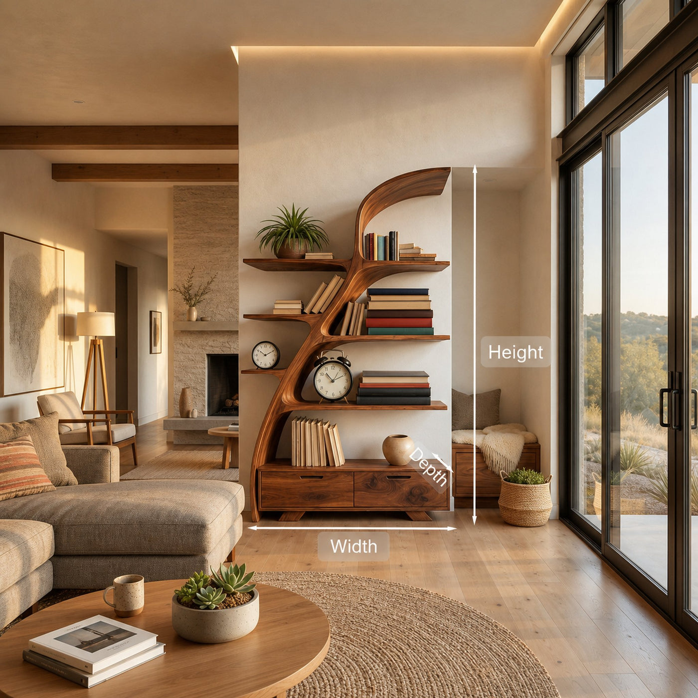 Organic Wooden Bookshelf For Living Area - product view 8
