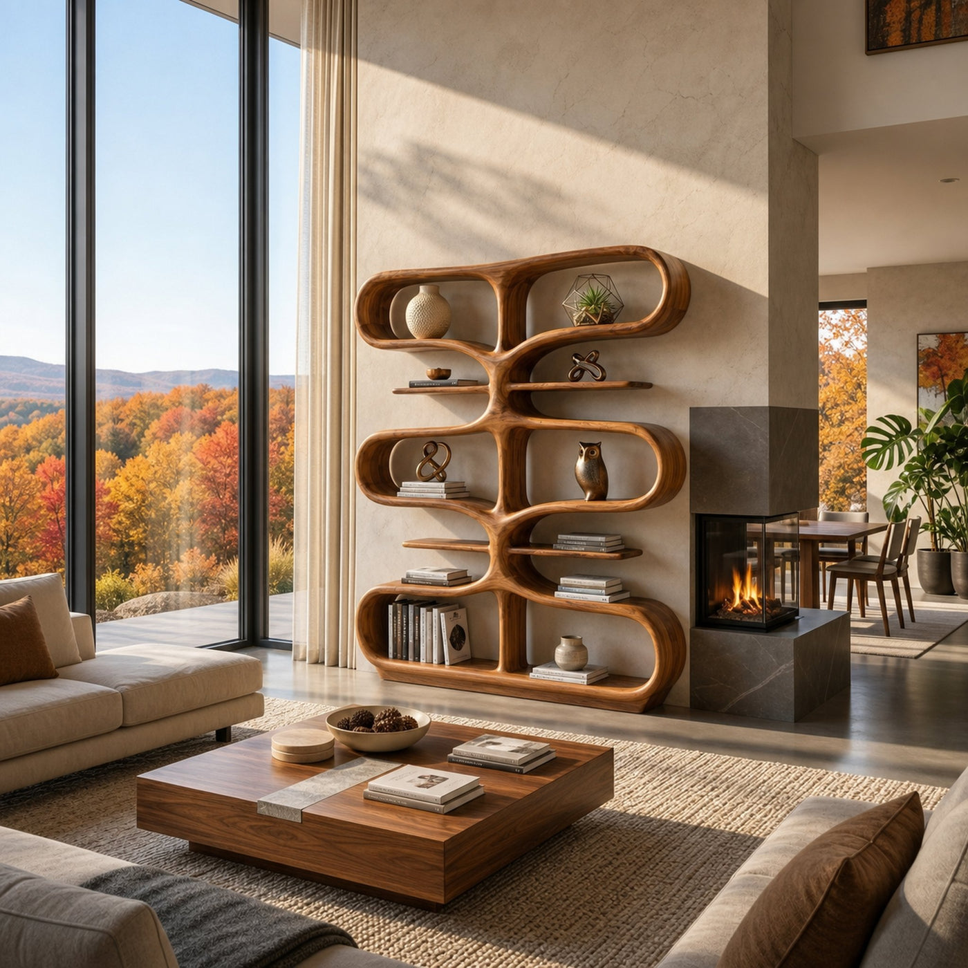 Organic Wooden Bookshelf With Storage Function For Living Furniture - product view 2