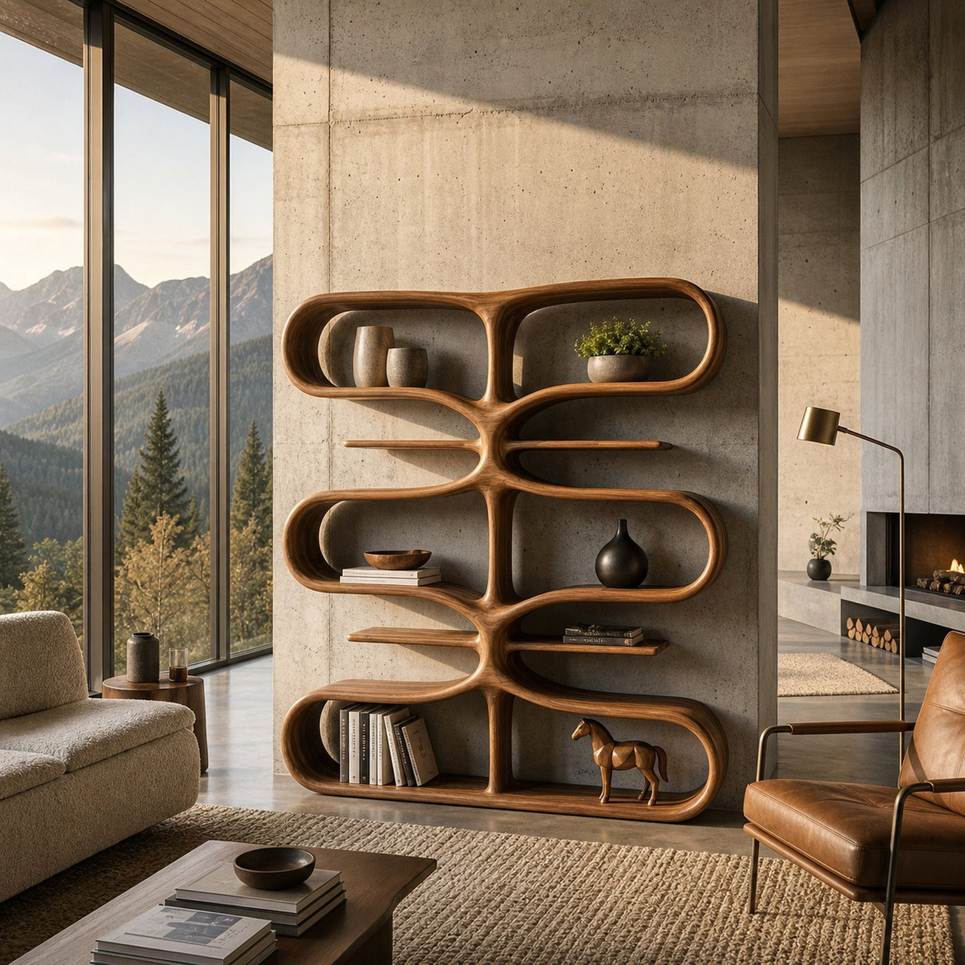 Organic Wooden Bookshelf With Storage Function For Living Furniture - product view 6