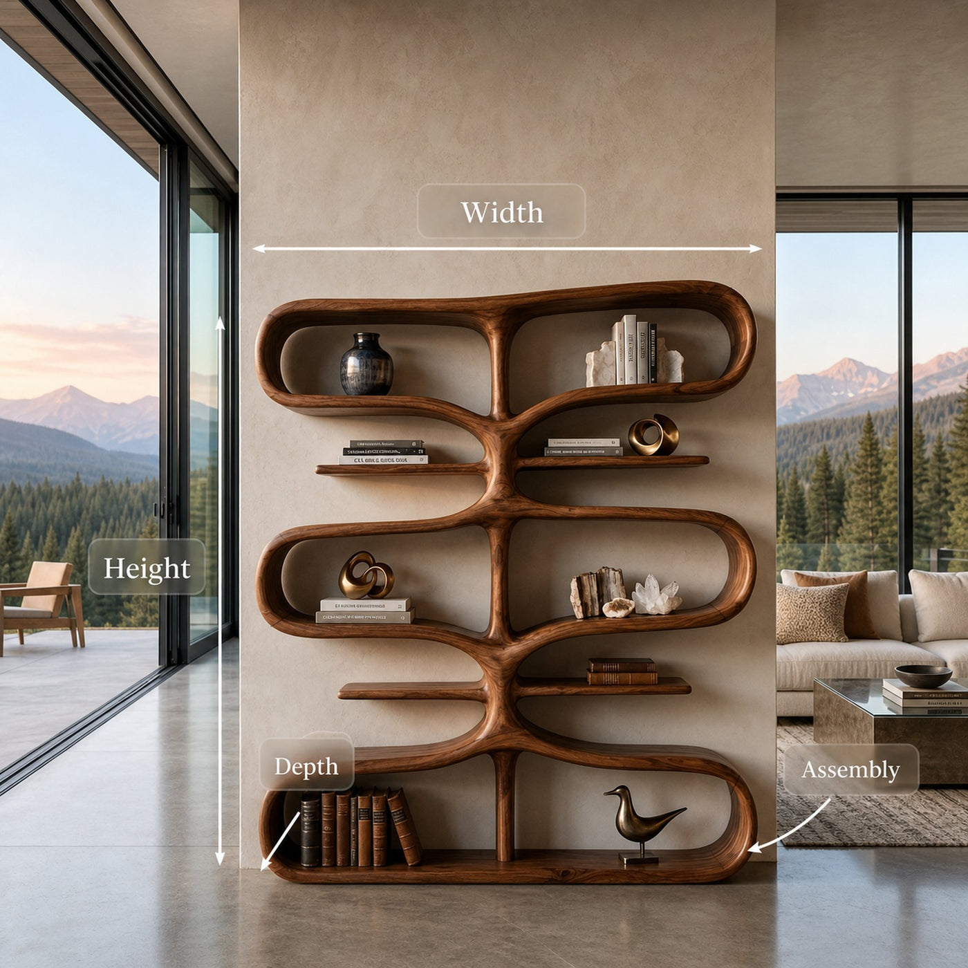 Organic Wooden Bookshelf With Storage Function For Living Furniture - product view 8