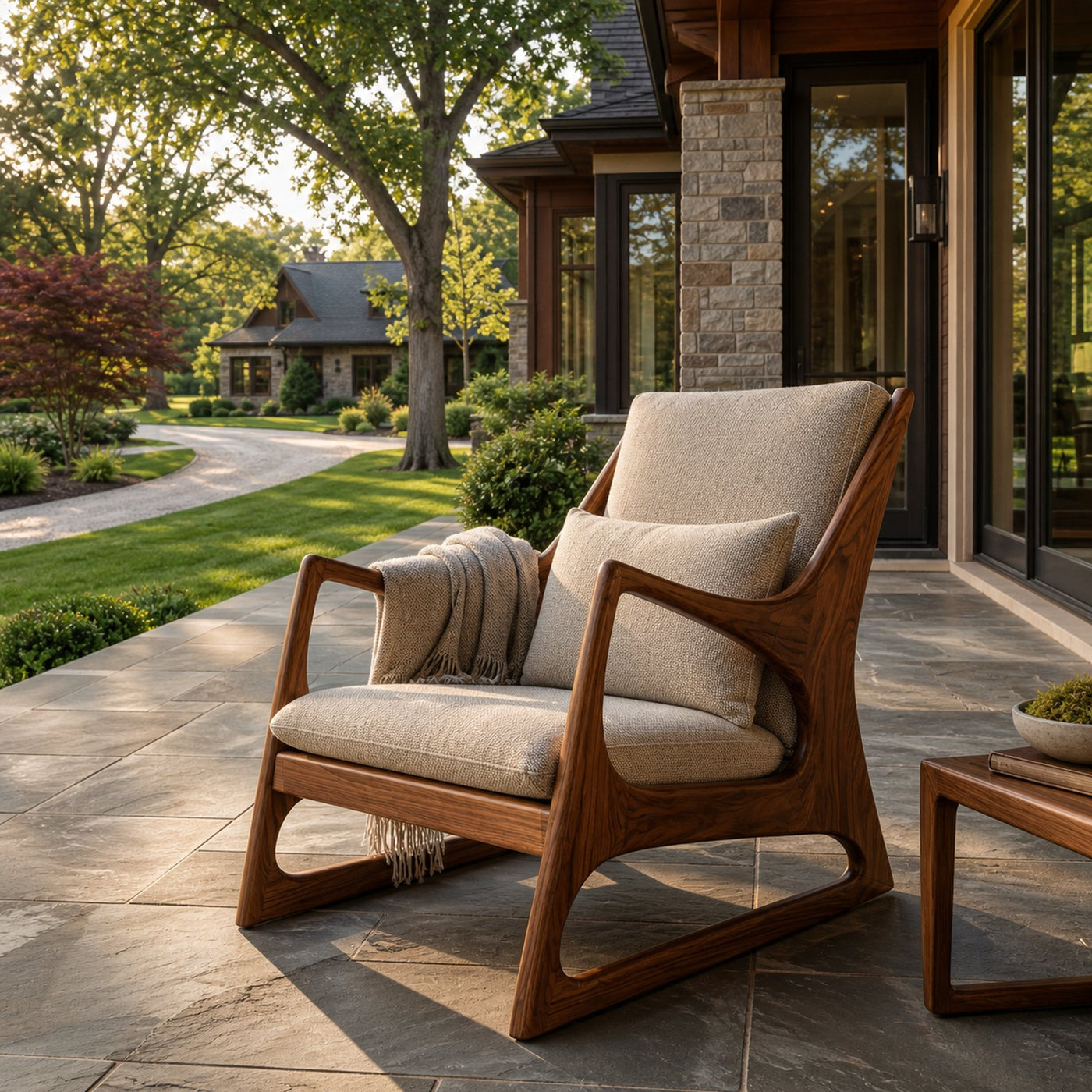 Organic Wooden Chair Curved Back Design For Home
