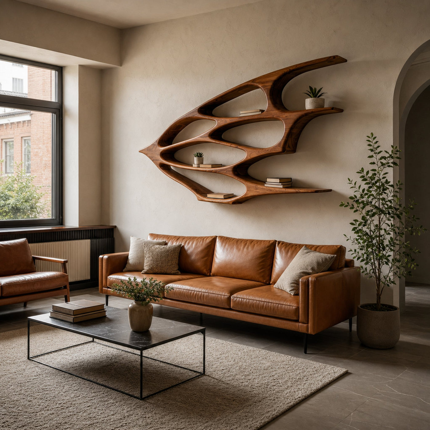 Organic Wooden Floating Bookshelf For Minimalist Home Decor - product view 6