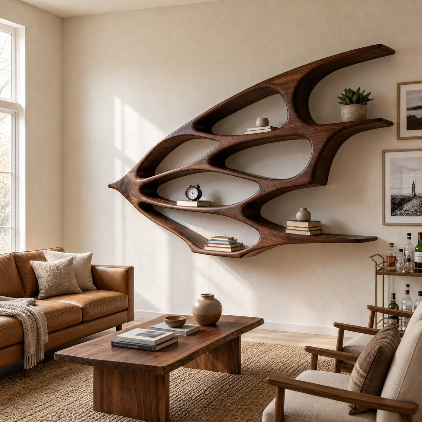 Organic Wooden Floating Bookshelf For Minimalist Home Decor - product view 7
