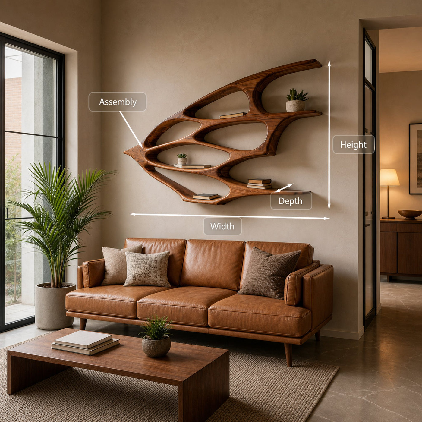 Organic Wooden Floating Bookshelf For Minimalist Home Decor - product view 8