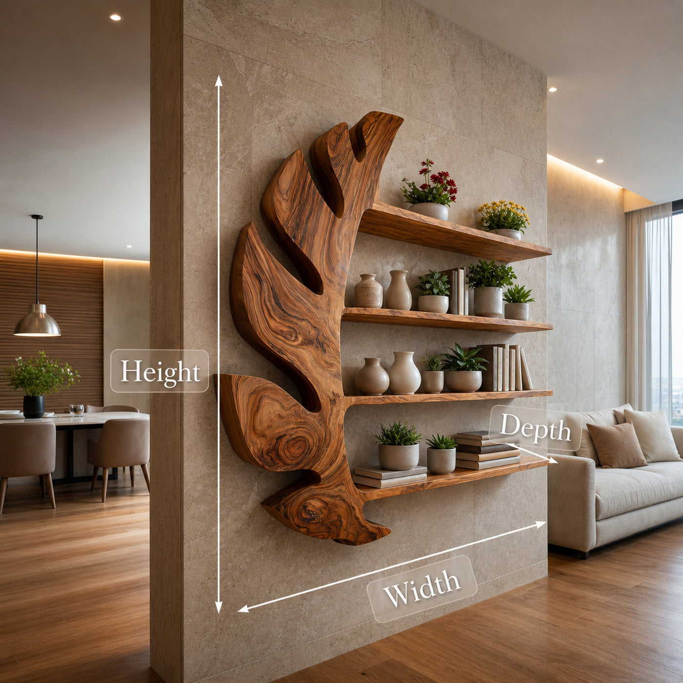 Organic Wooden Leaf Floating Bookshelf For Modern Home - product view 8