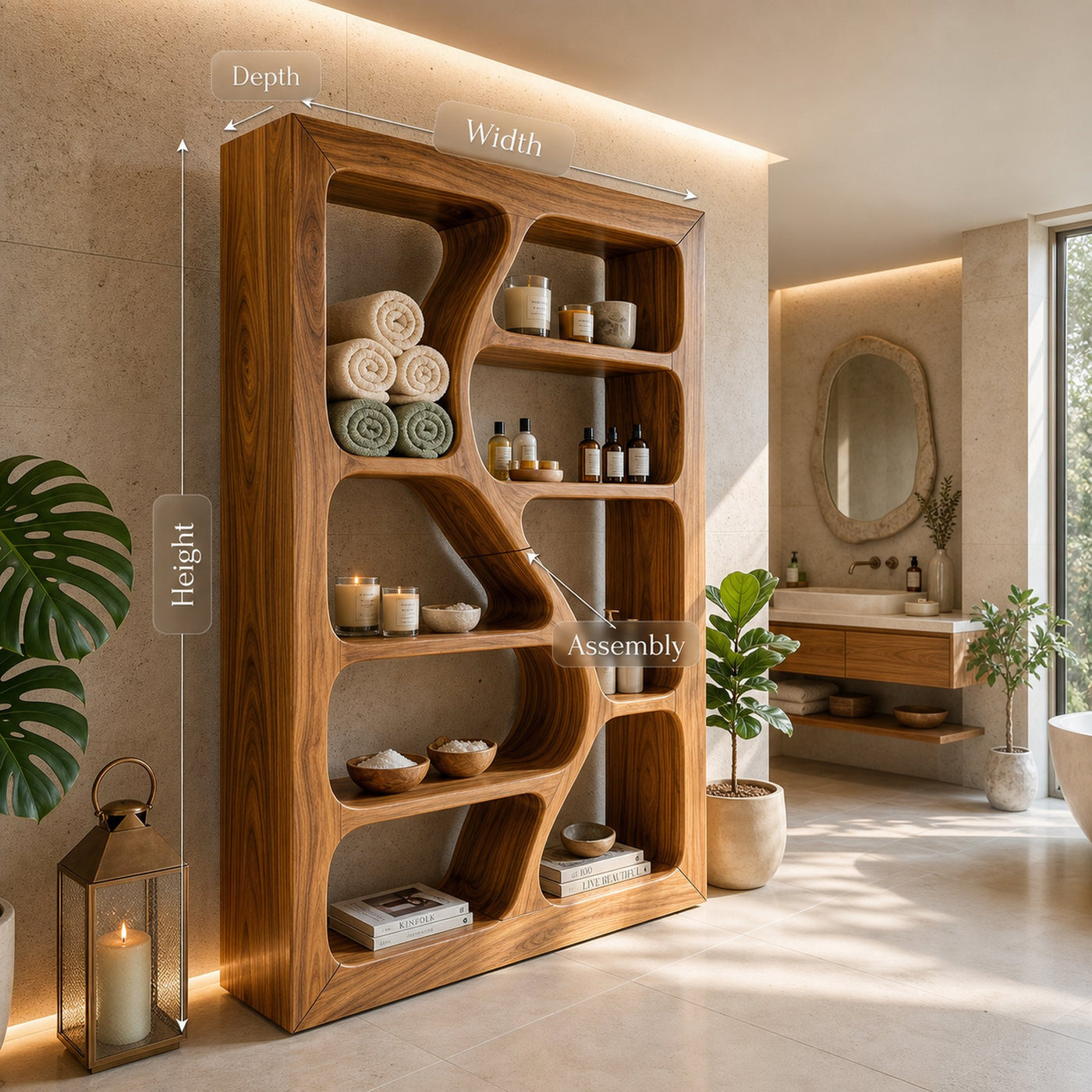 Organic Wooden Storage Shelf For Spa Interiors - product view 8