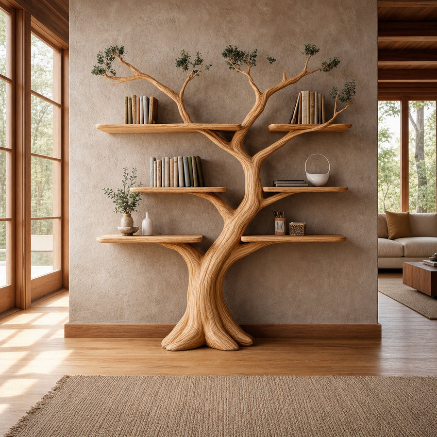 Organic Wooden Tree Bookcase Home Interior