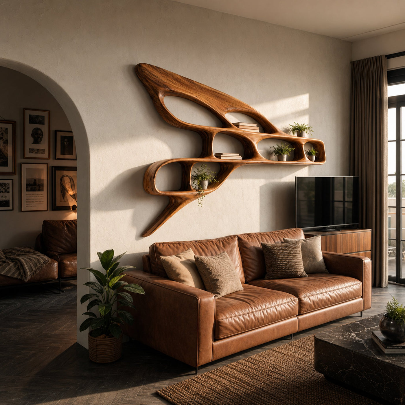 Organic Wooden Wall Bookshelf For Luxury Interior - product view 6