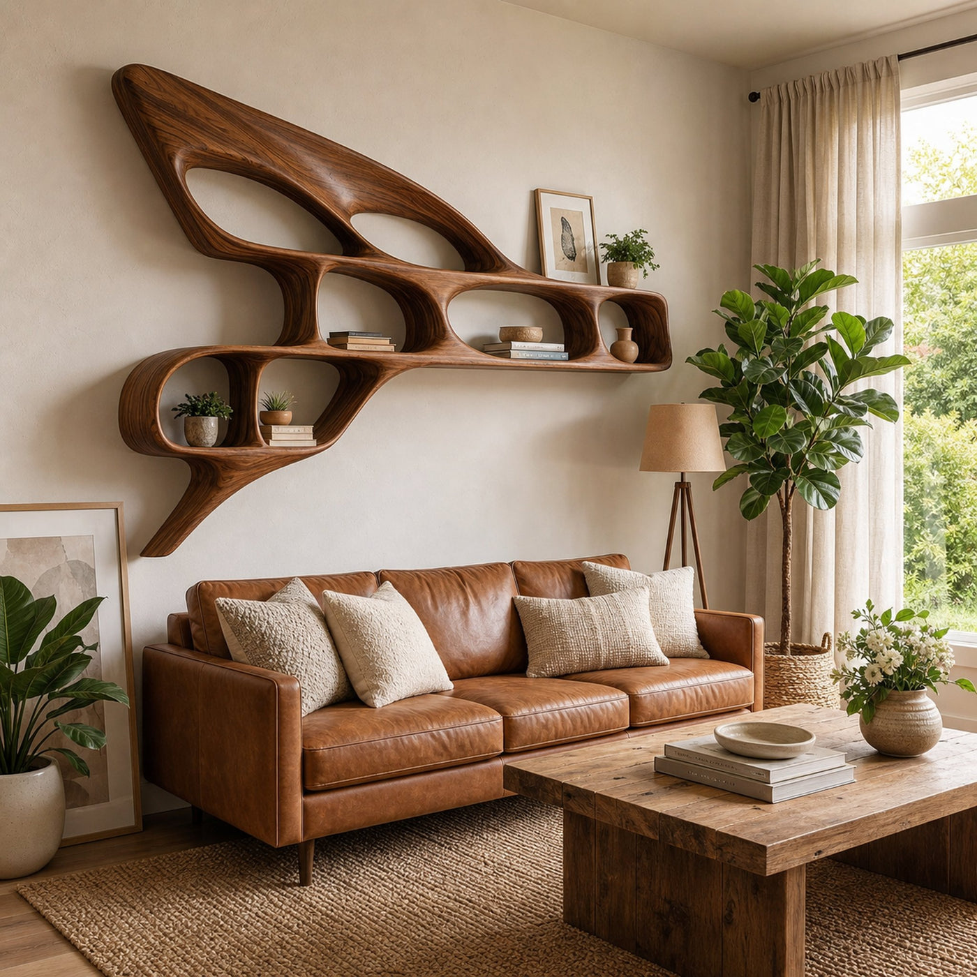 Organic Wooden Wall Bookshelf For Luxury Interior - product view 7