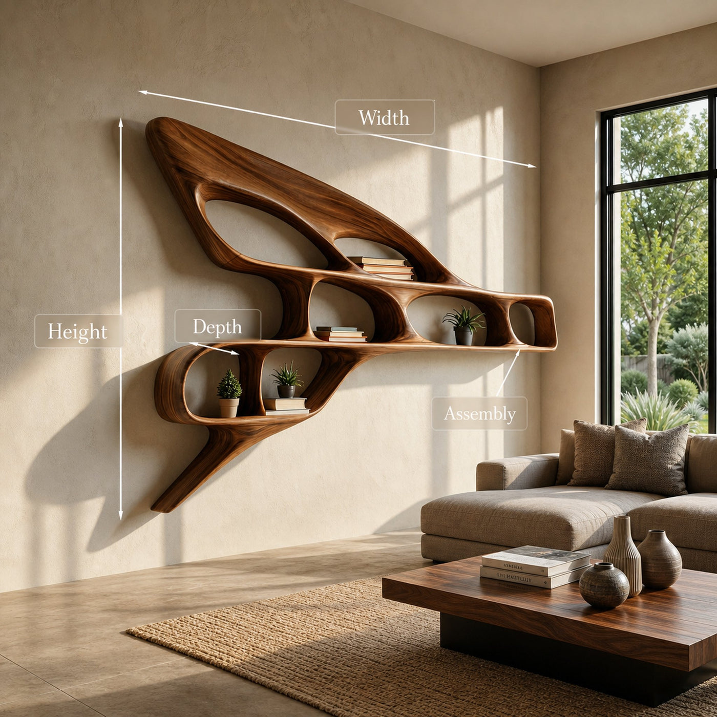 Organic Wooden Wall Bookshelf For Luxury Interior - product view 8