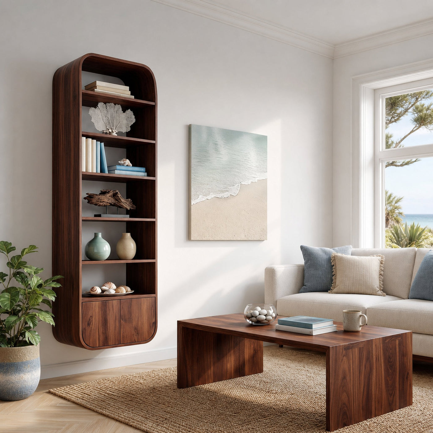 Organic Wooden Wall Mounted Bookshelf For Living Storage - product view 7