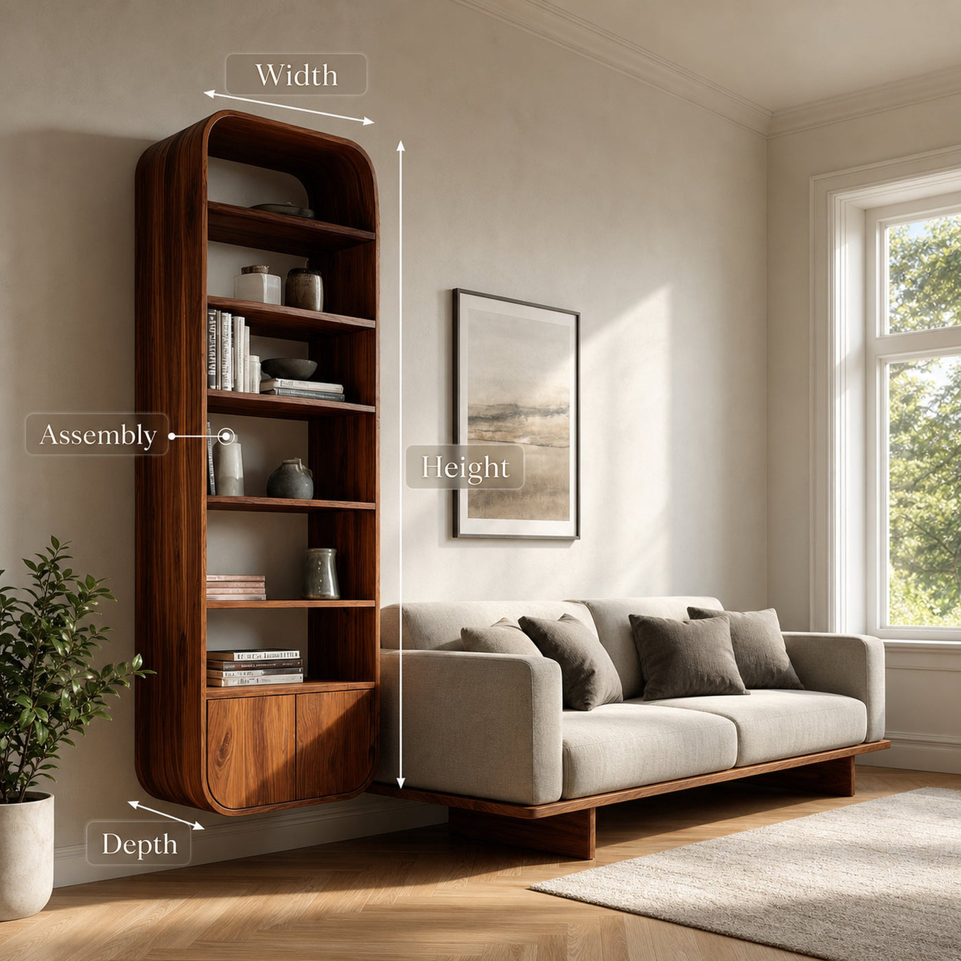 Organic Wooden Wall Mounted Bookshelf For Living Storage - product view 8
