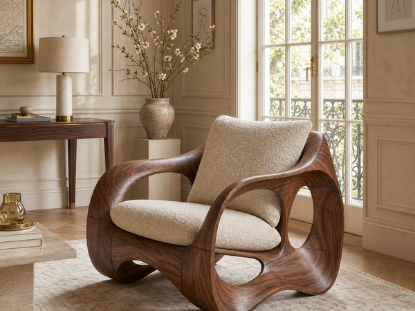 Parisian Luxury Sculptural Accent Chair Elegant Balcony