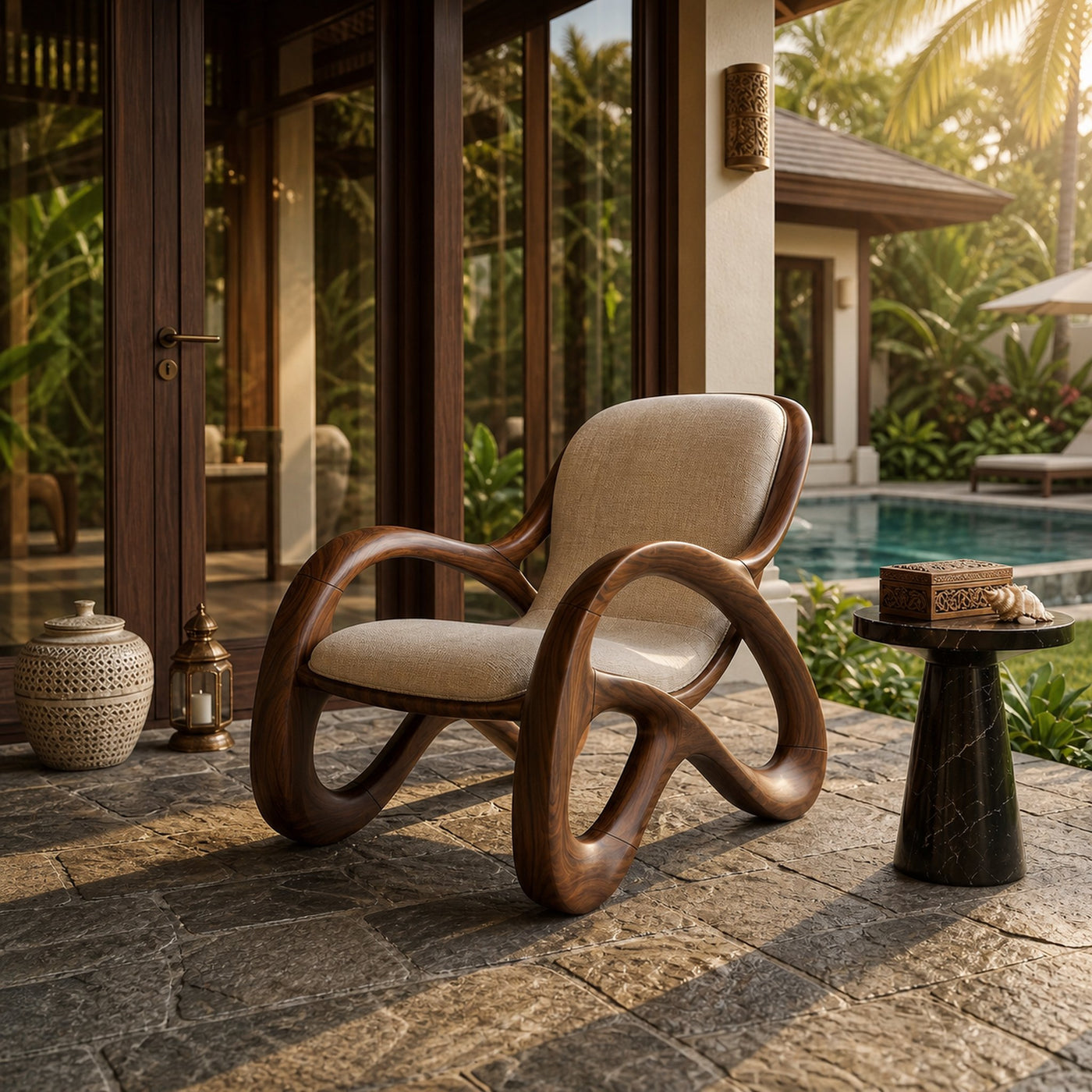 Premium Walnut Armchair for Open-Concept Modern Living Spaces - product view 7