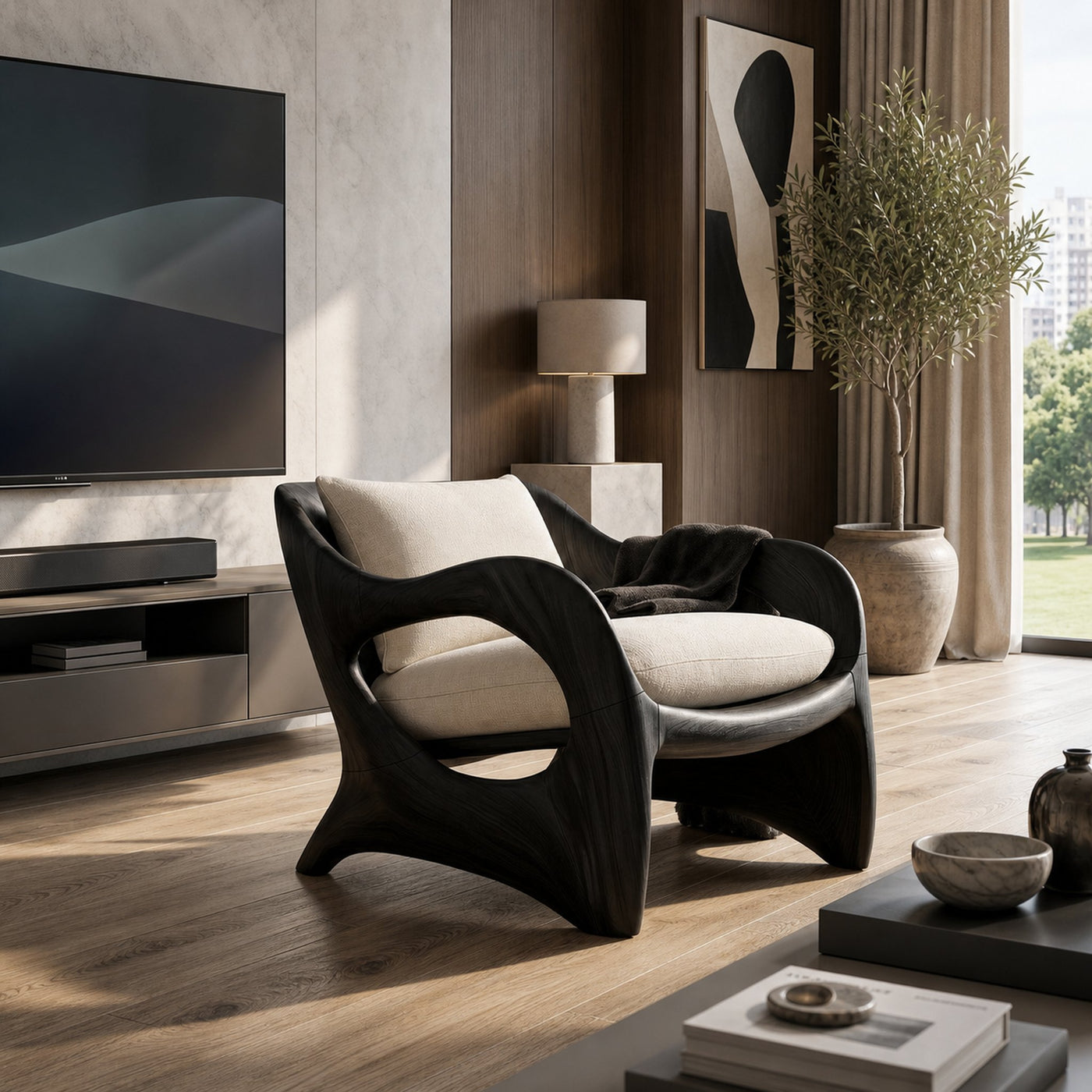 Resort-Inspired Sculptural Lounge Chair with Contemporary Elegance - product view 4