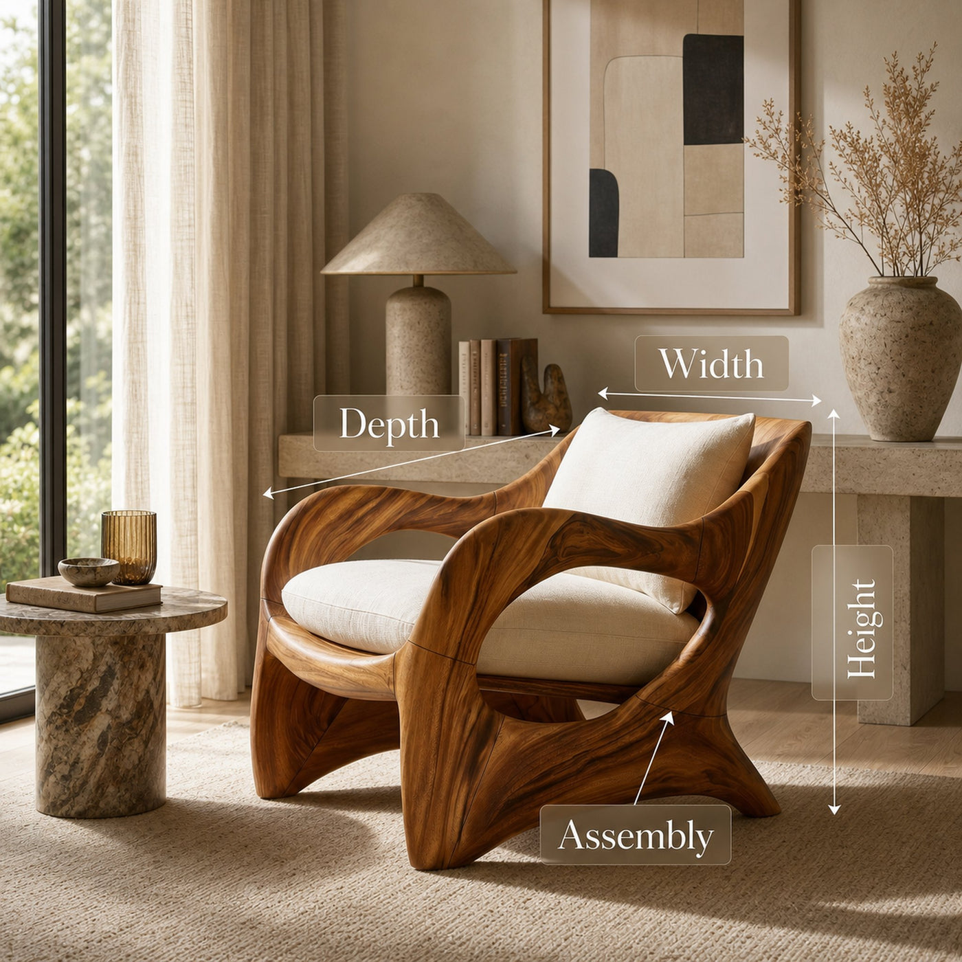 Resort-Inspired Sculptural Lounge Chair with Contemporary Elegance - product view 8