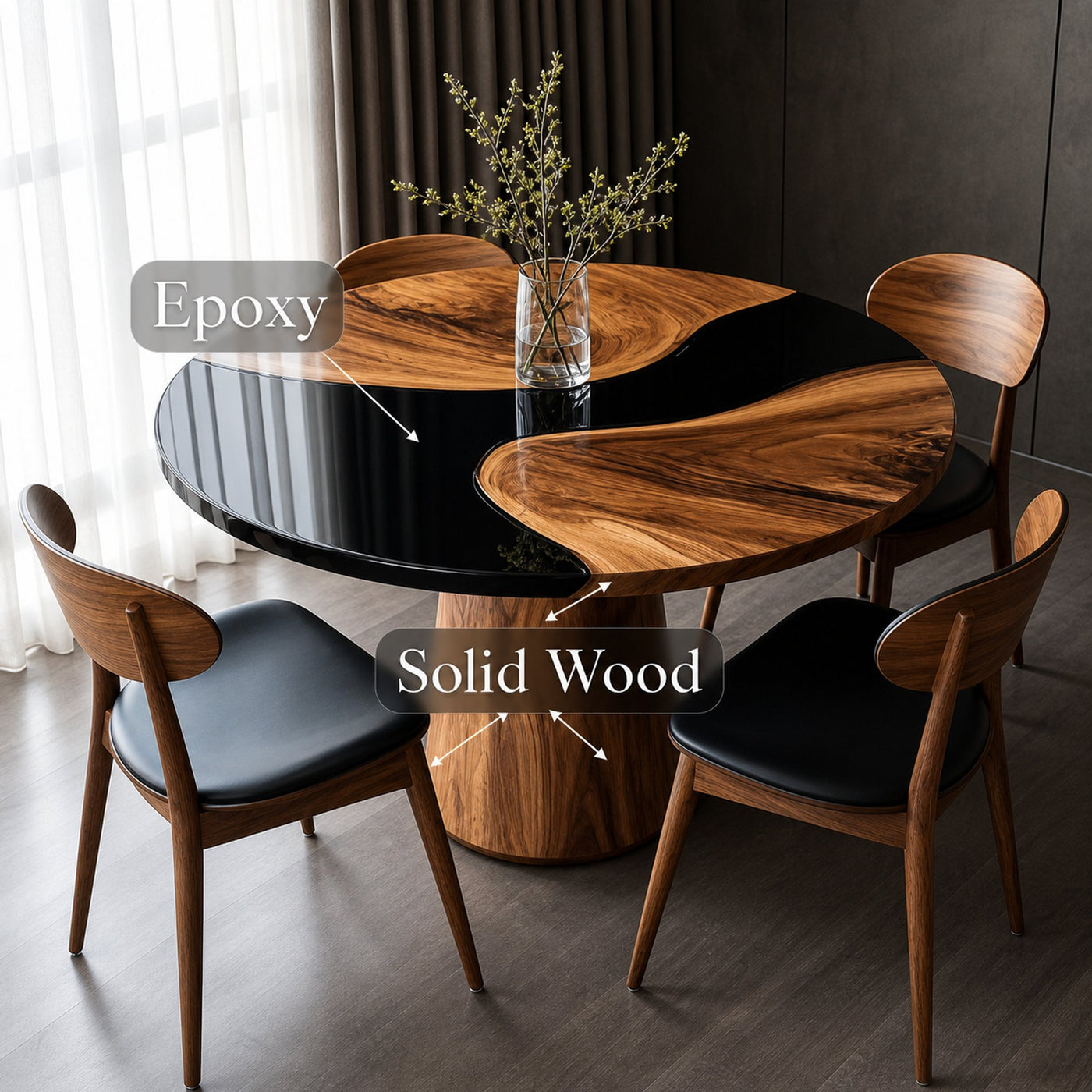 Round Wood Dining Table Home Decor Gift - product view 3