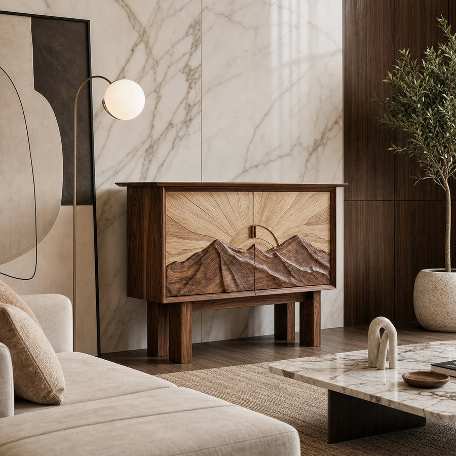 Rustic Artistic Cabinet For Living Room And Dining Room