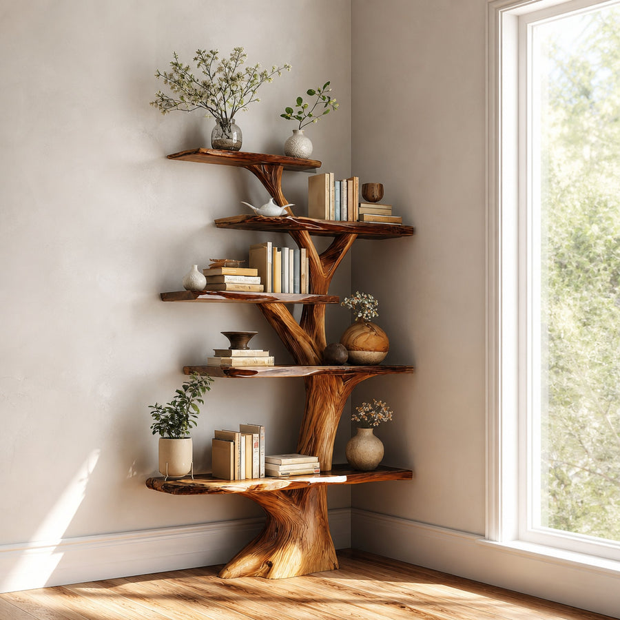 Rustic Artistic Display Corner Shelf Living Room