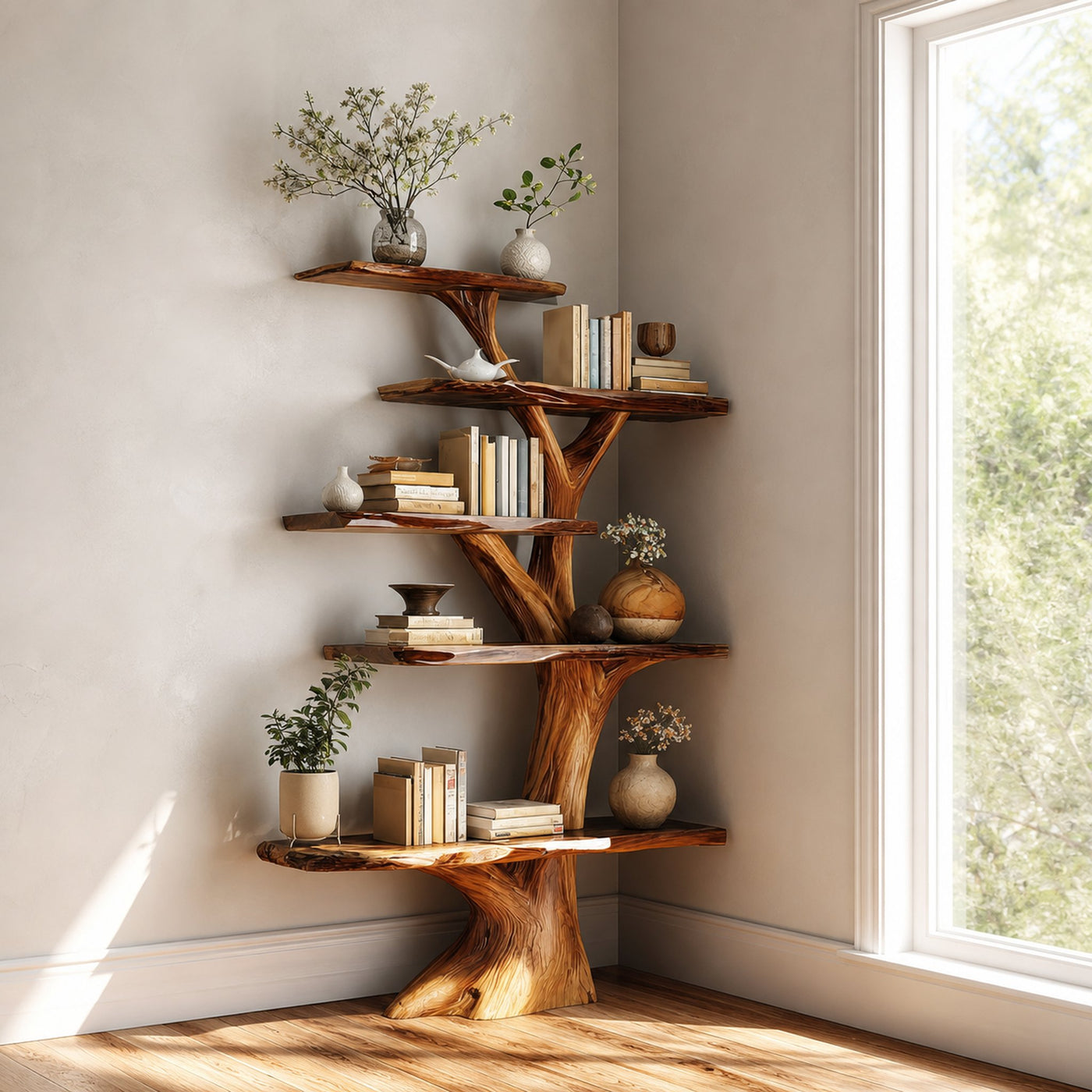Rustic Artistic Display Corner Shelf Living Room