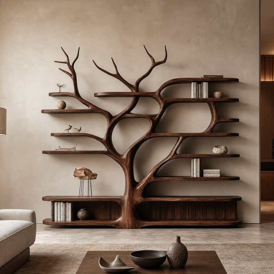 Rustic Artistic Storage Tree Bookshelf For Study Room Or Home Office