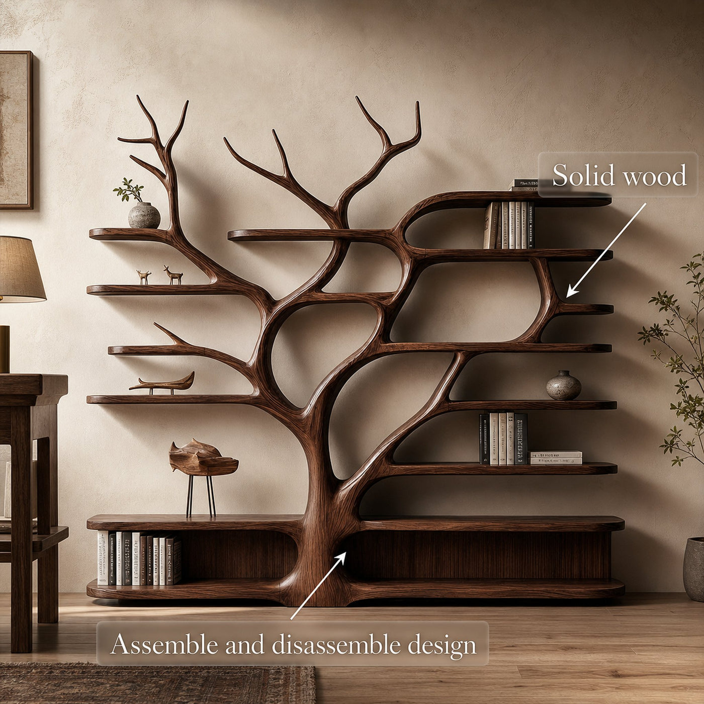 Rustic Artistic Storage Tree Bookshelf For Study Room Or Home Office - product view 3