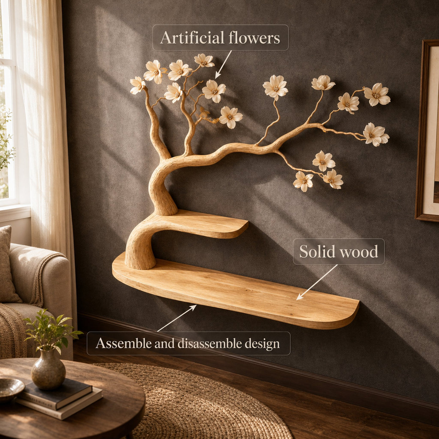 Rustic Artistic Tree Bookshelf Wall Decor For Home Library - product view 3
