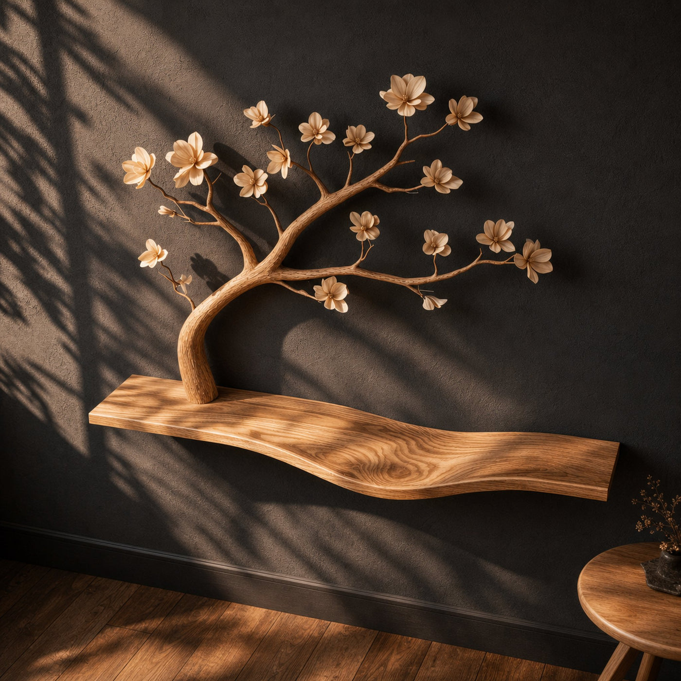 Rustic Artistic Tree Bookshelf Wall Decor For Study Room