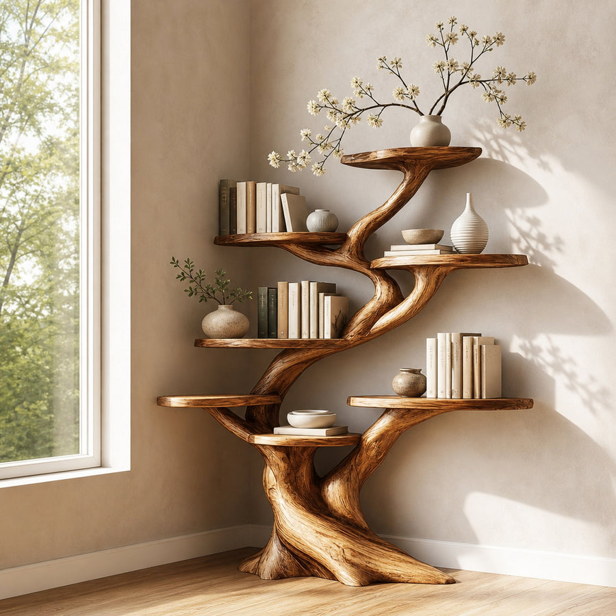 Rustic Artistic Tree Shaped Shelf Home Office Modern Decor