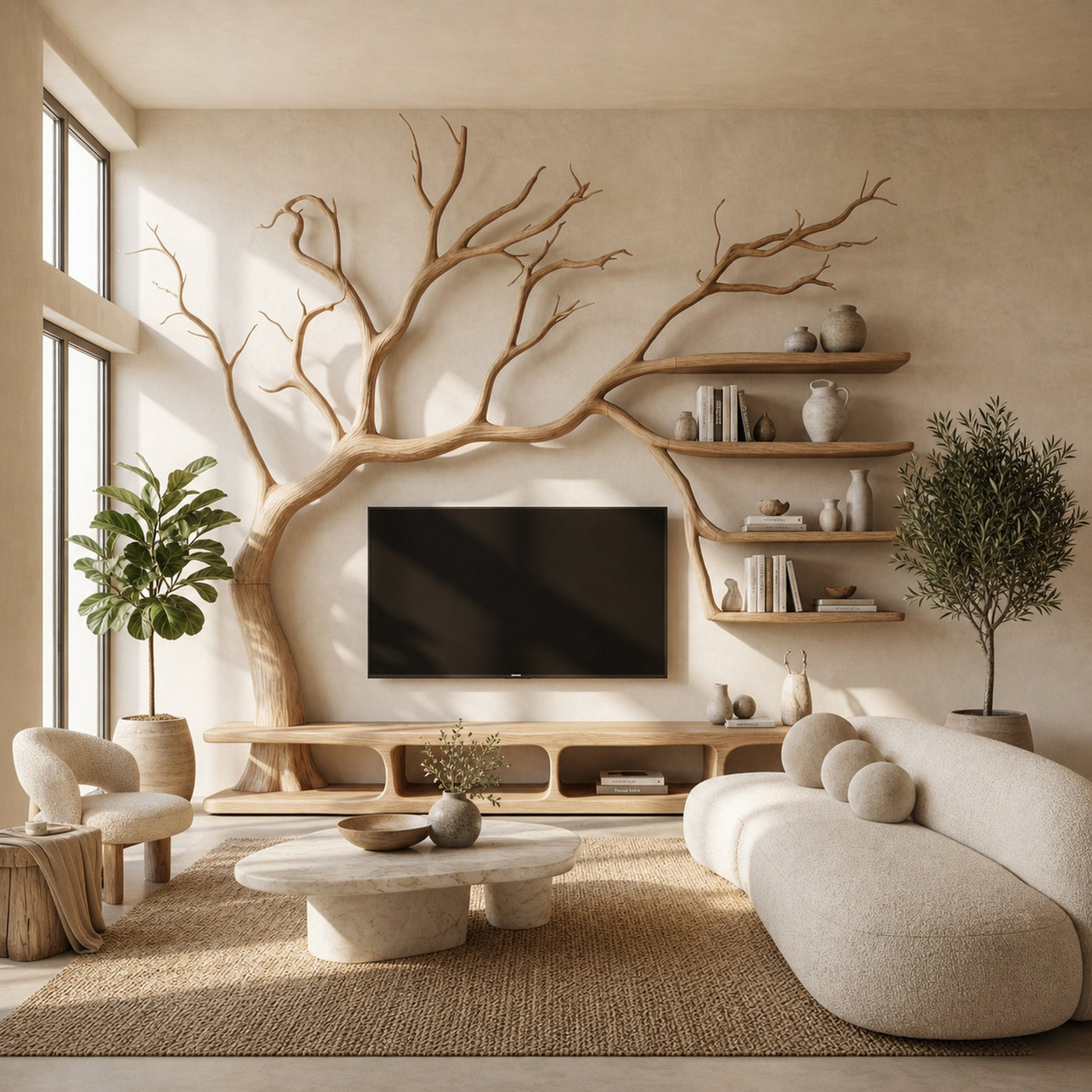 Rustic Artistic Tree TV Cabinet For Living Room And Entertainment Area - product view 6