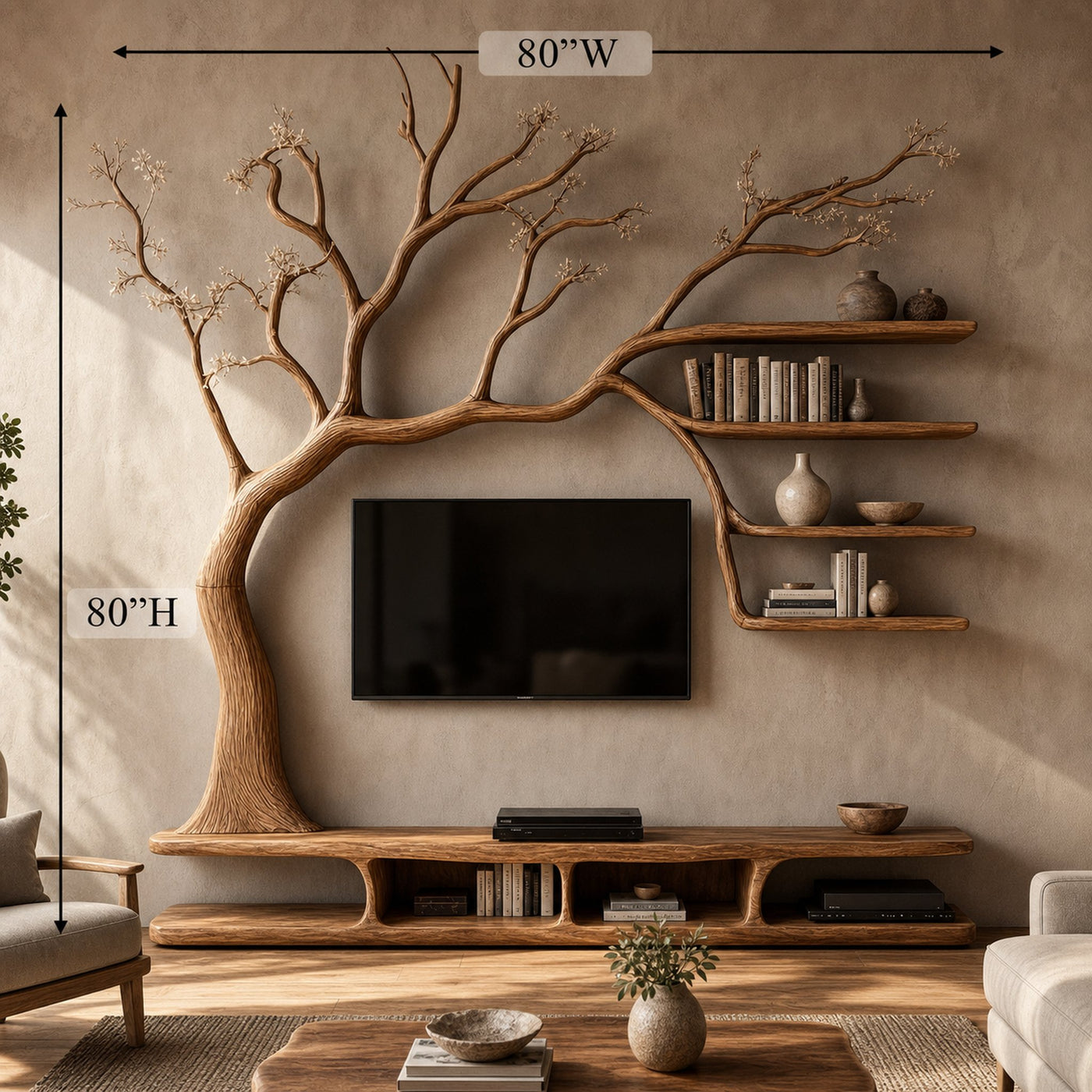 Rustic Artistic Tree TV Cabinet For Living Room And Entertainment Area - product view 7