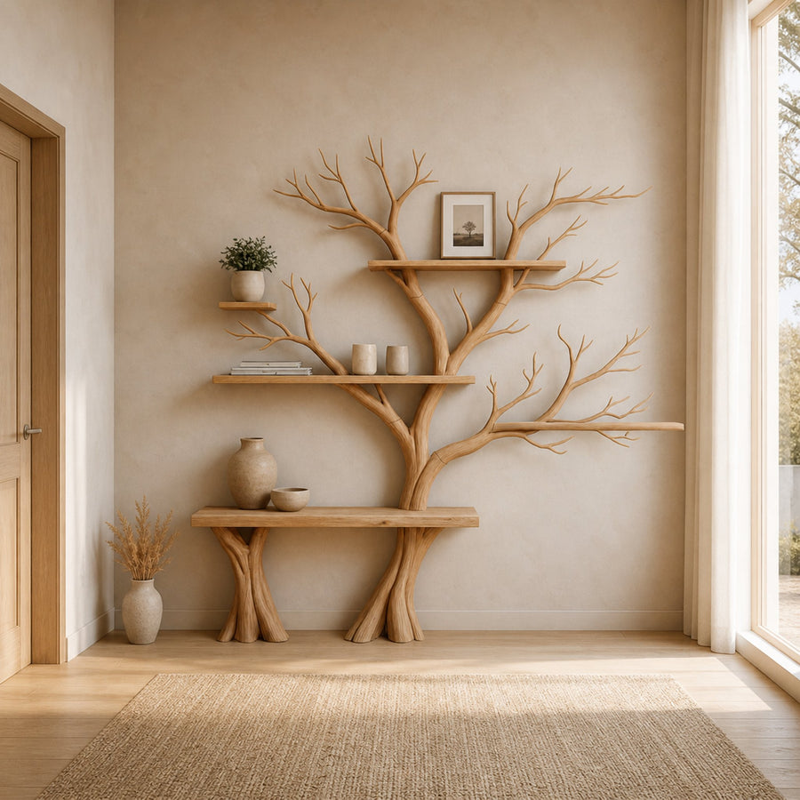 Rustic Artistic Tree Wall Bookcase Bedroom