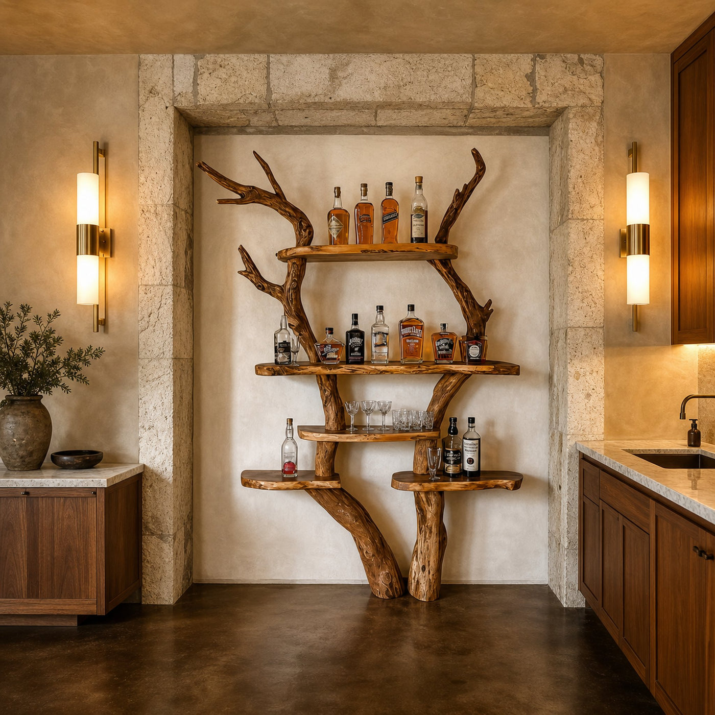Rustic Bar Tree Shelf Living Room And Home Bar - product view 2
