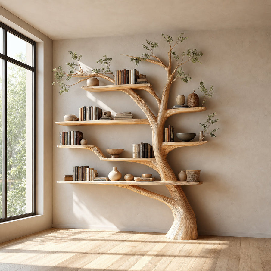 Rustic Book Tree Shelf Home Office