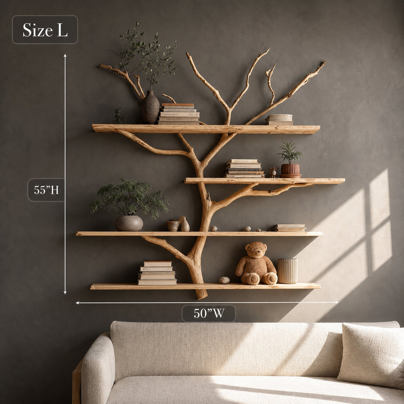Rustic Book Tree Shelf Nursery Kids - product view 6