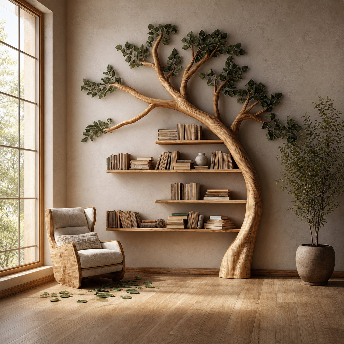 Rustic Branch Bookshelf Bedroom Living Room Artistic Wall - product view 2