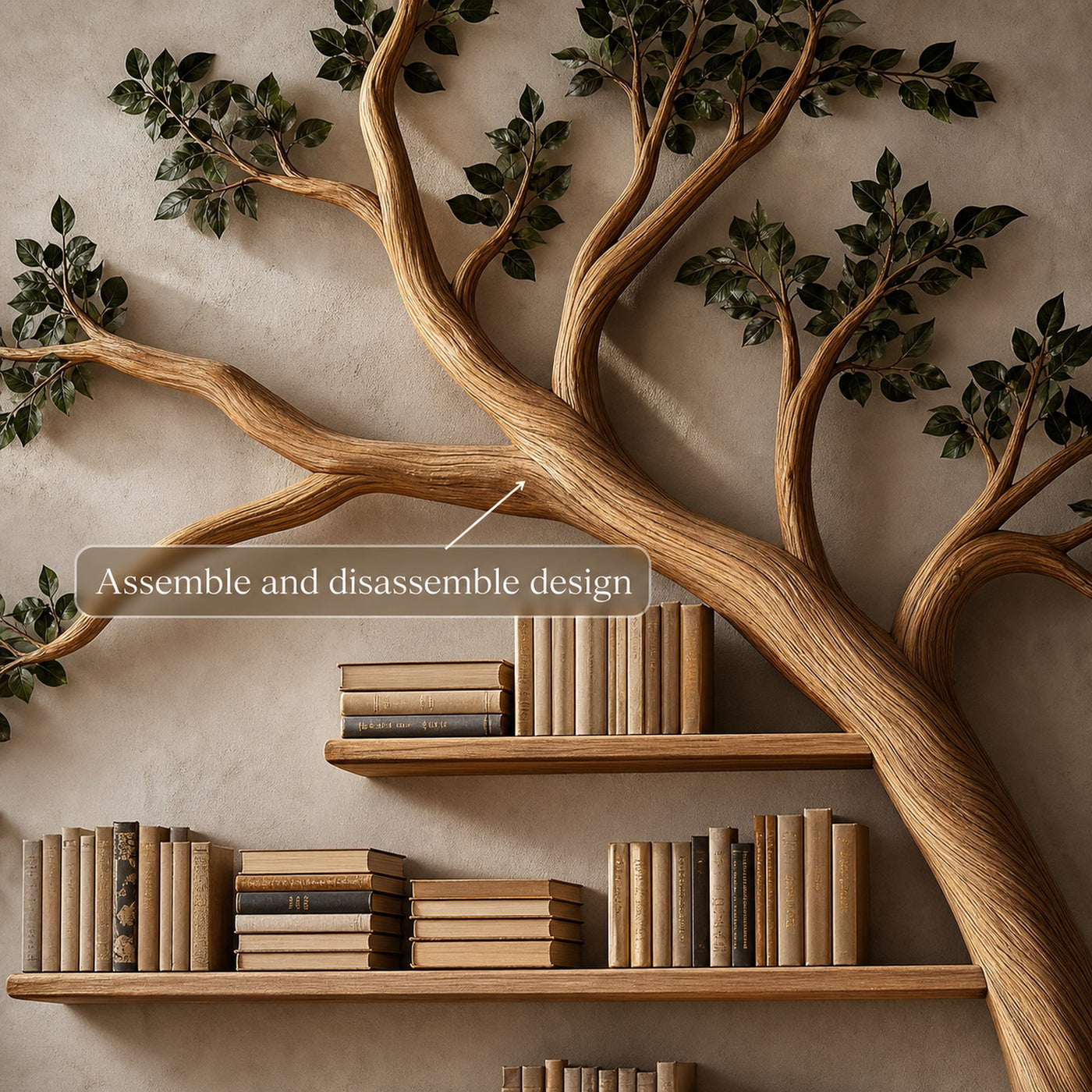 Rustic Branch Bookshelf Bedroom Living Room Artistic Wall - product view 3