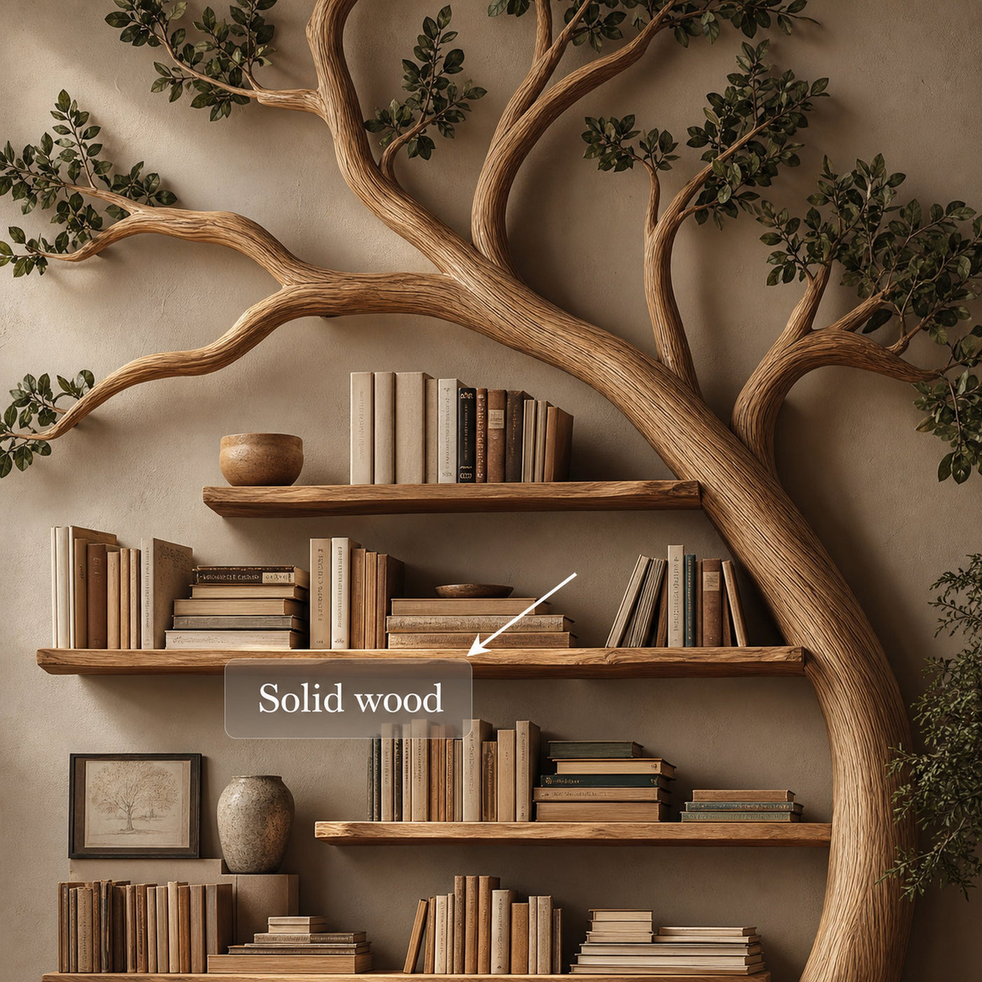 Rustic Branch Bookshelf Bedroom Living Room Artistic Wall - product view 4