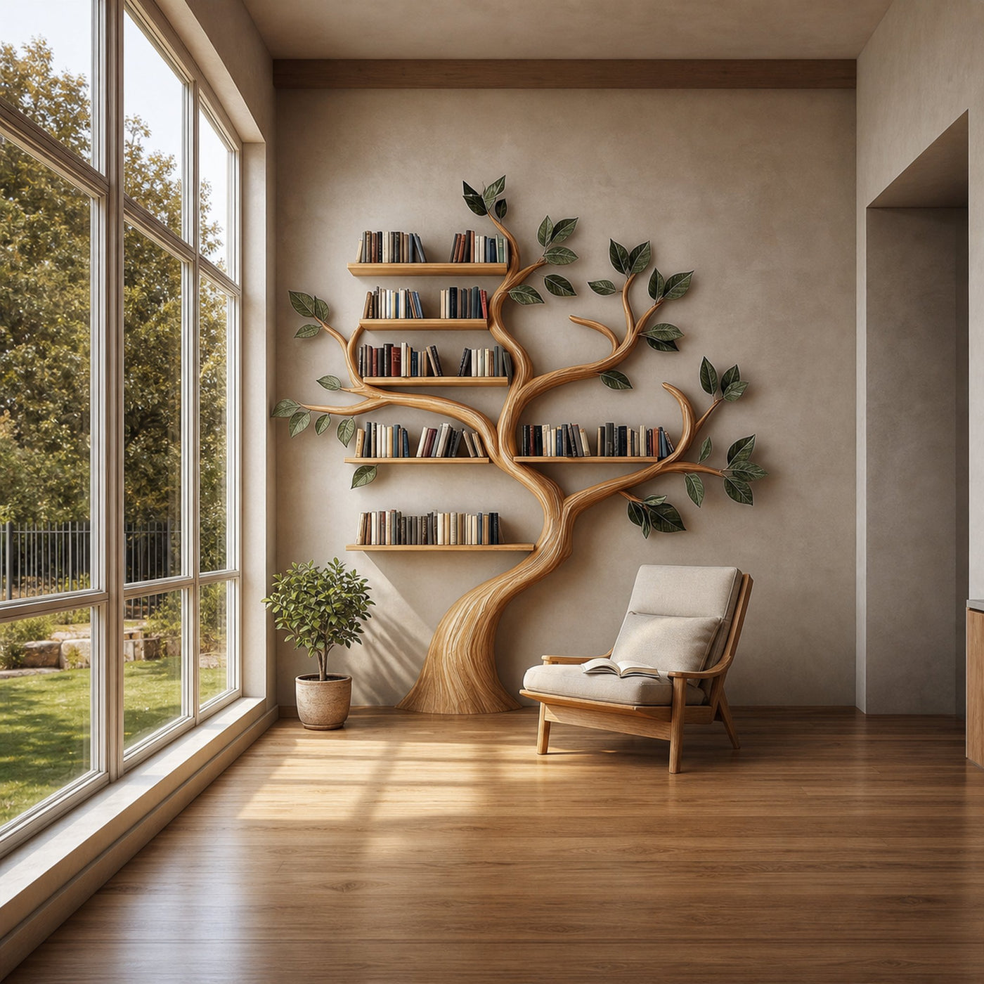 Rustic Branch Bookshelf Bedroom Reading Nook Or Home Library - product view 2