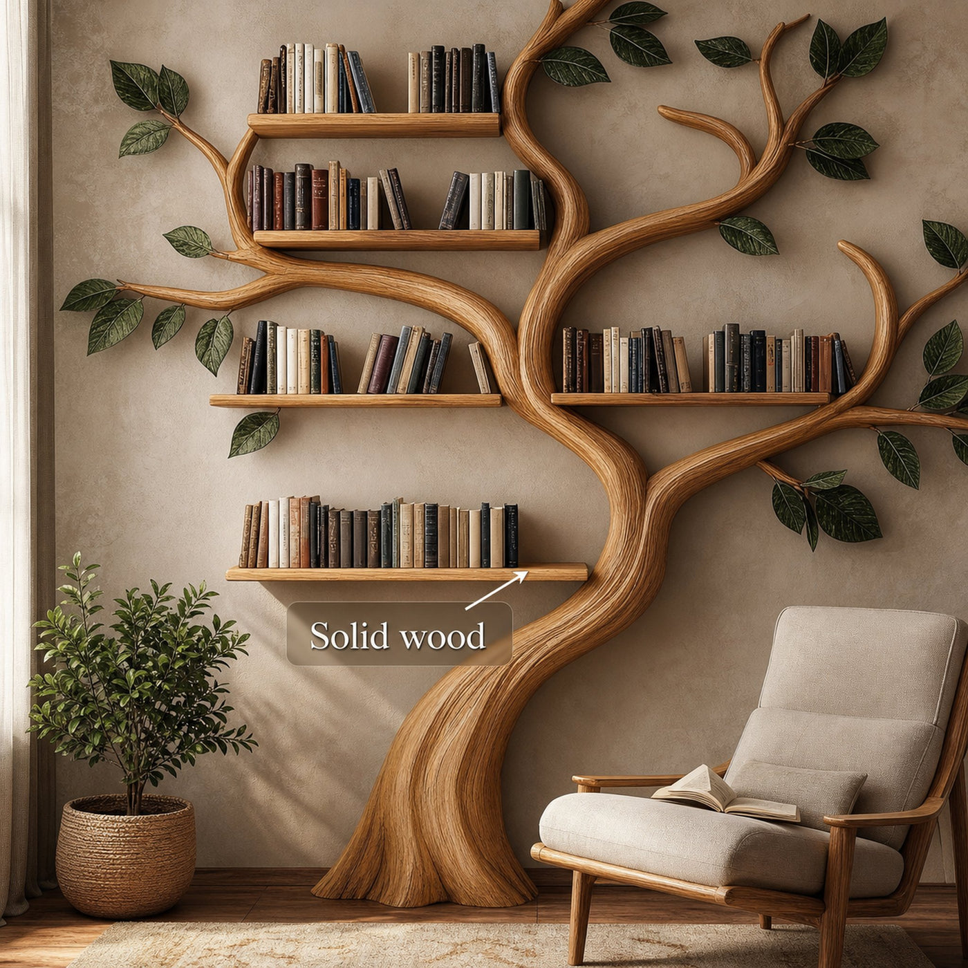 Rustic Branch Bookshelf Bedroom Reading Nook Or Home Library - product view 4