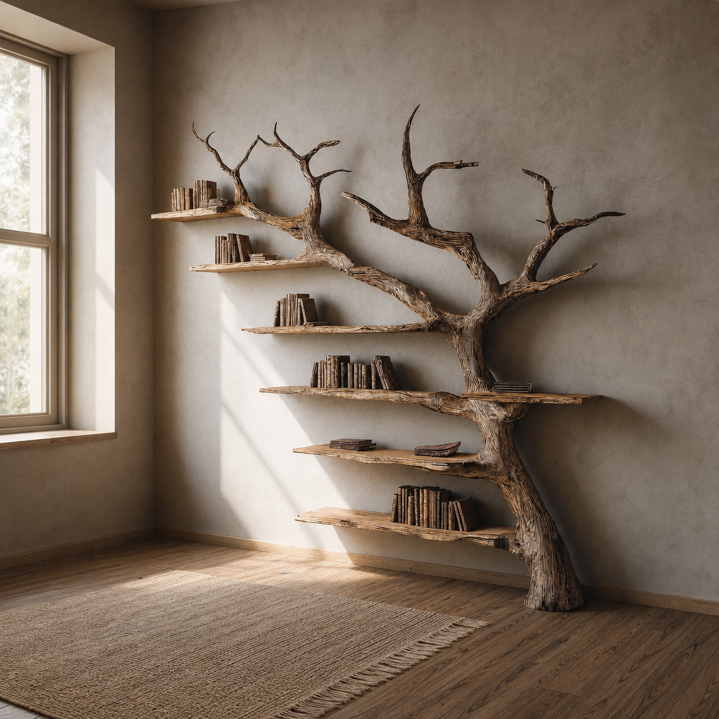 Rustic Branch Bookshelf Home Office Artistic Wall Decor - product view 2